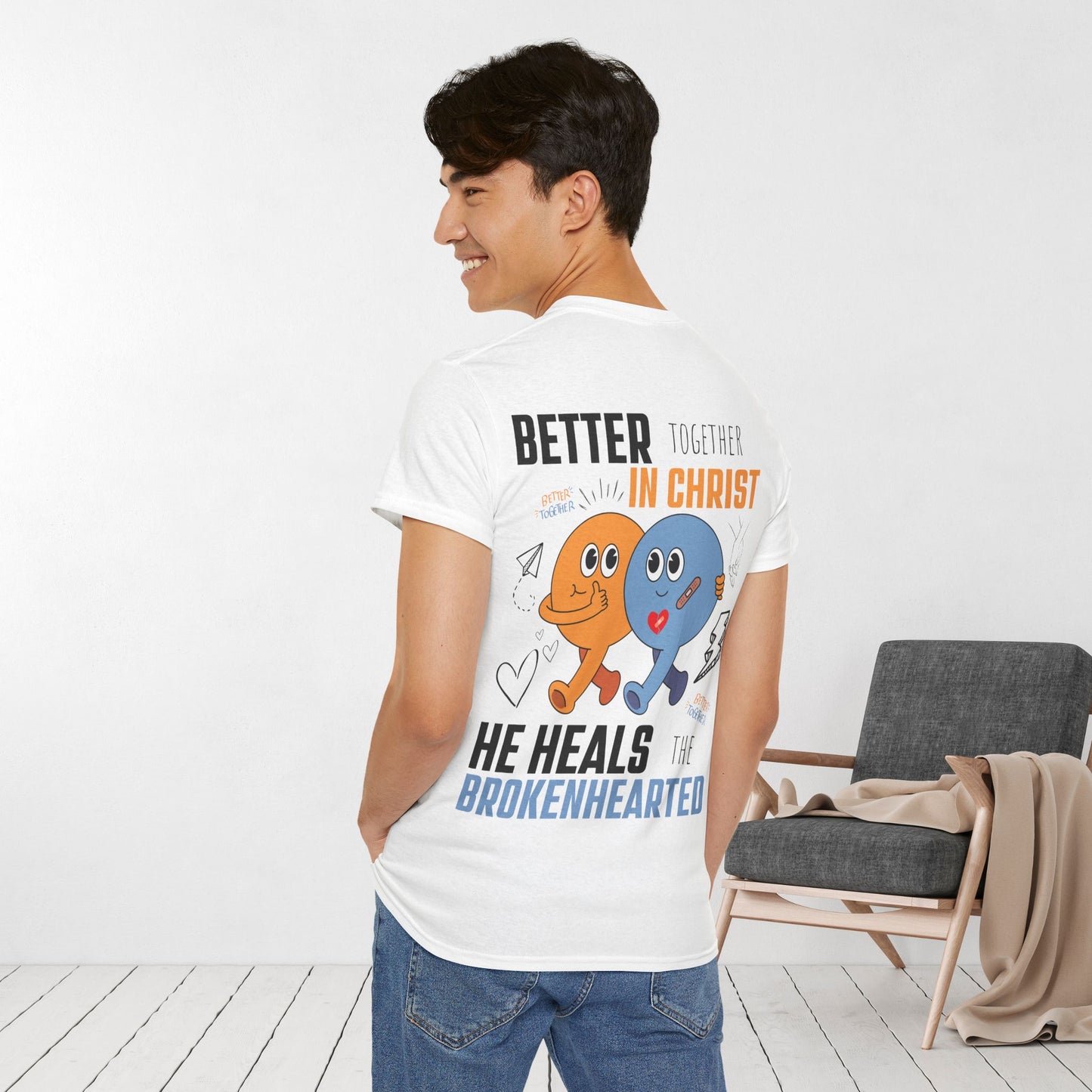 Better Together in Christ – He Heals the Brokenhearted Heavy Cotton Tee