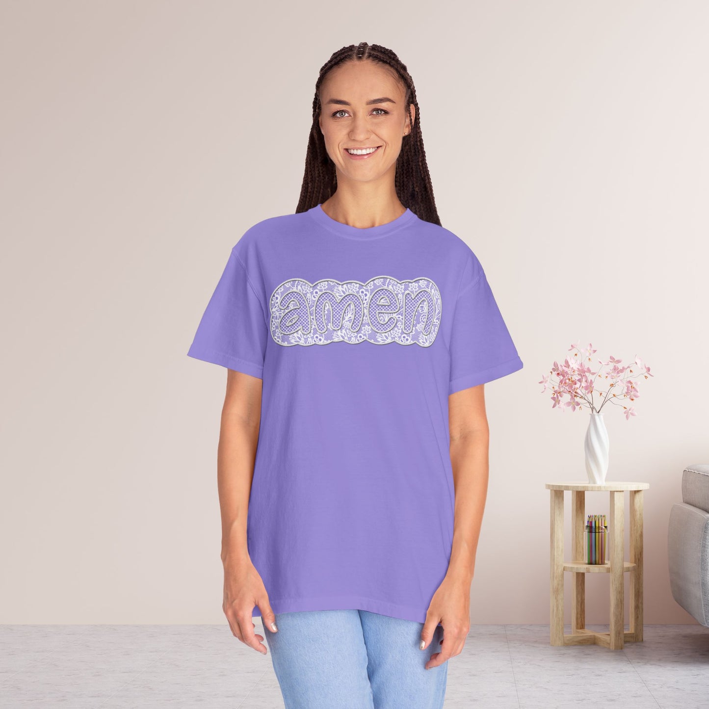 Amen Comfort Colors Shirt - Printed Lace Design