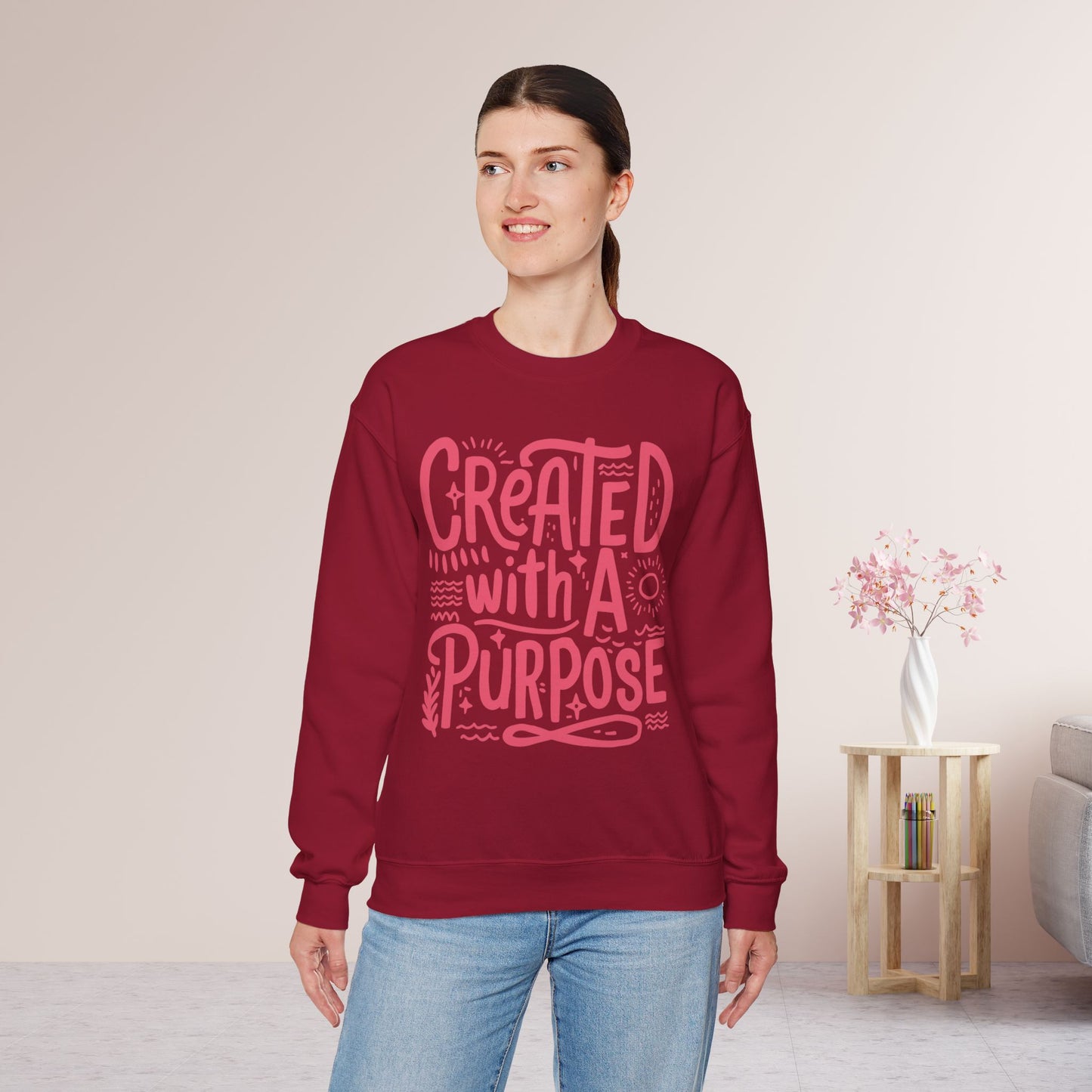 Created With a Purpose Sweatshirt - Christian Mom Sweatshirt