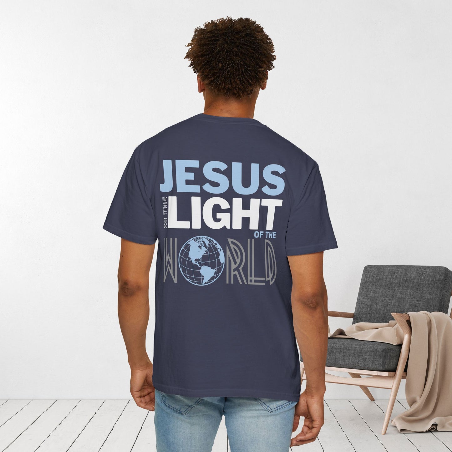 Jesus is the Light of the World Comfort Colors Shirt - John 8:12 Bible Verse Christian Shirt