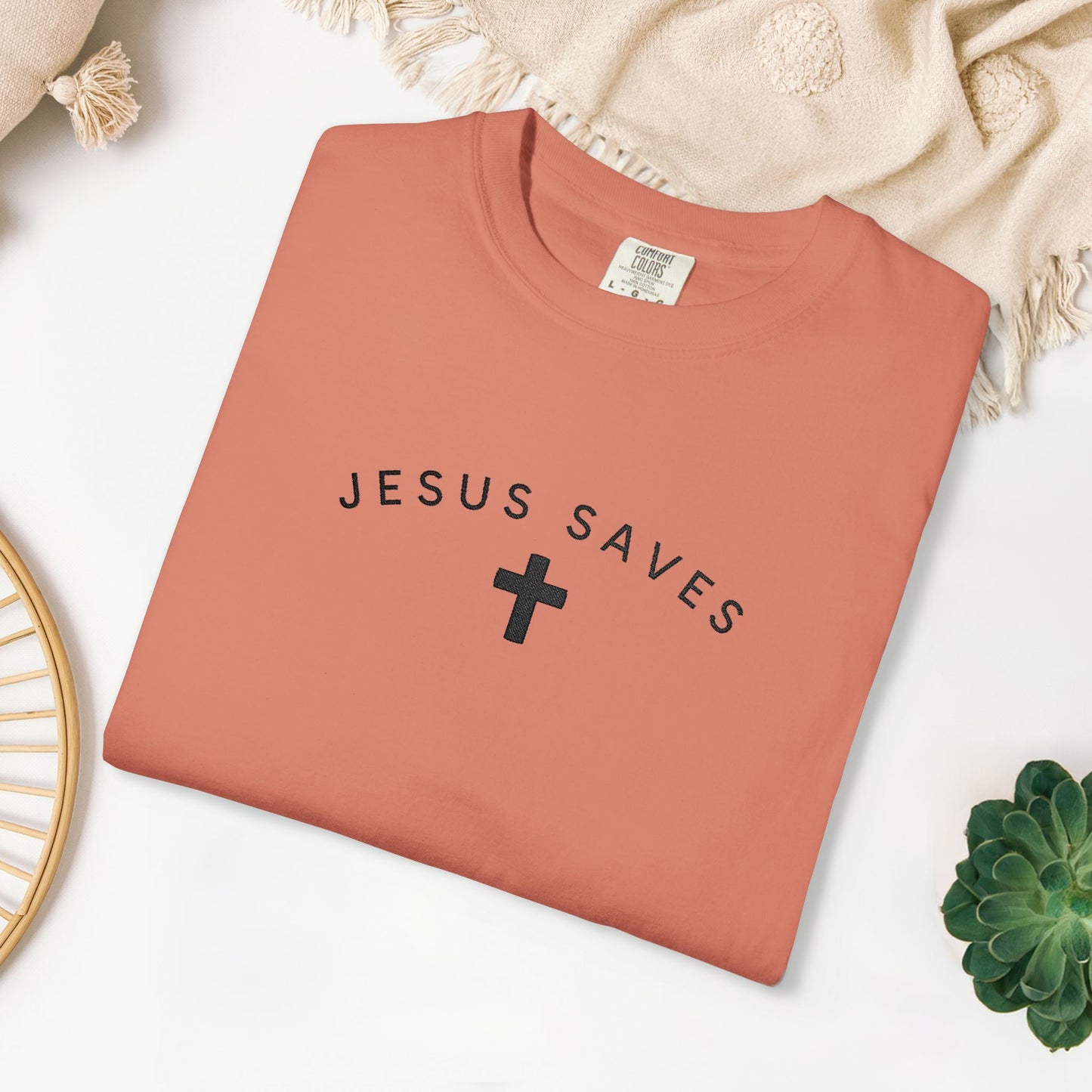 Embroidered Jesus Saves Comfort Colors Shirt