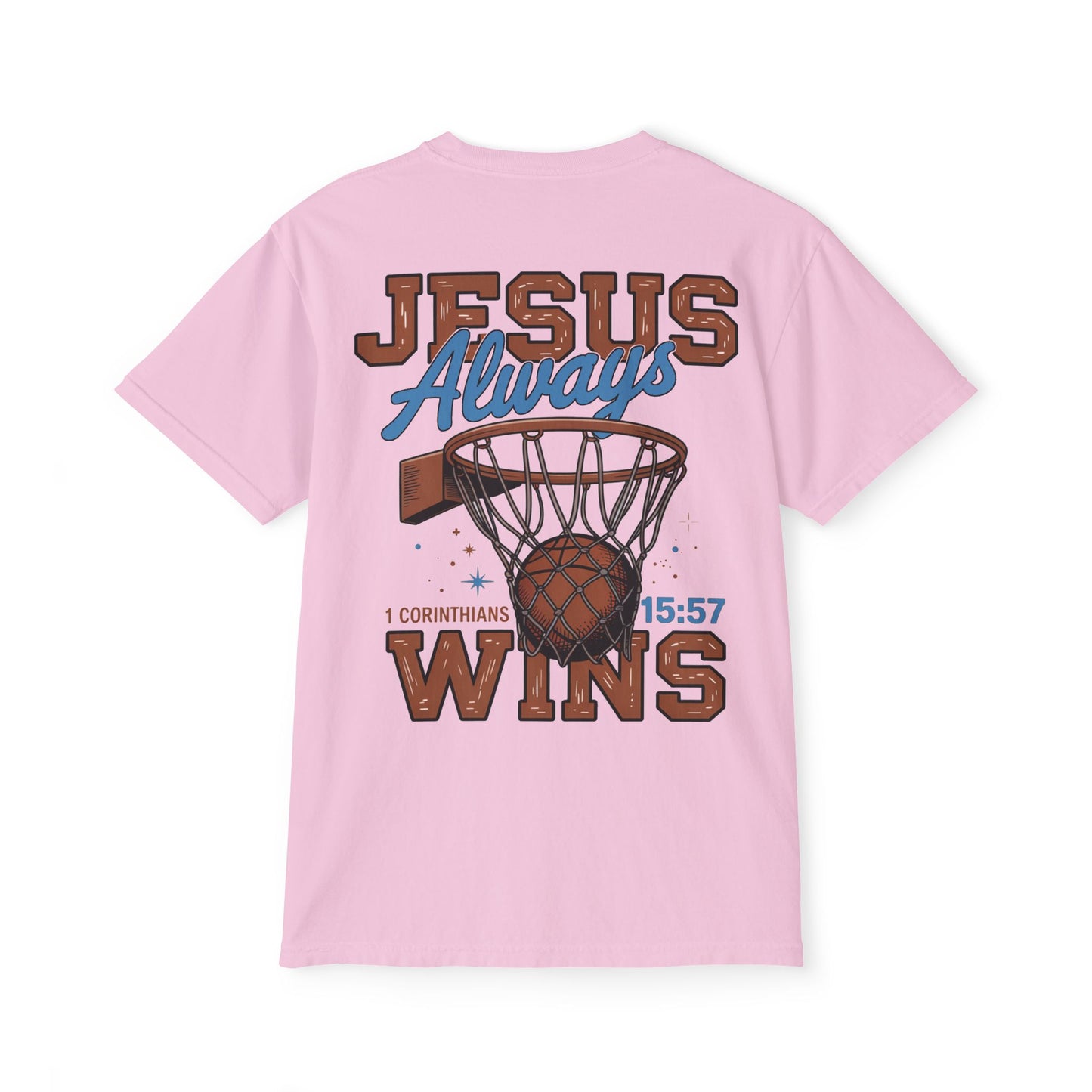 Jesus Always Wins Comfort Colors Pocket T-Shirt