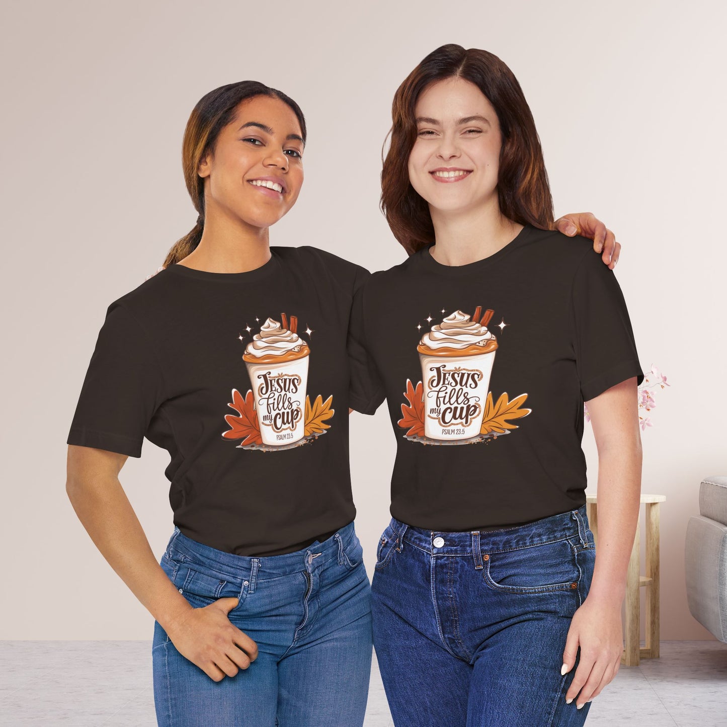 Jesus Fills My Cup Soft Cotton Tee - Fall Christian Tee