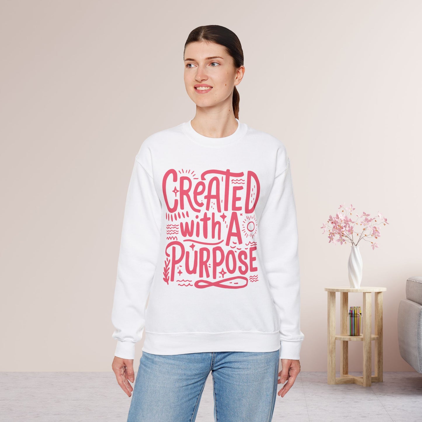 Created With a Purpose Sweatshirt - Christian Mom Sweatshirt
