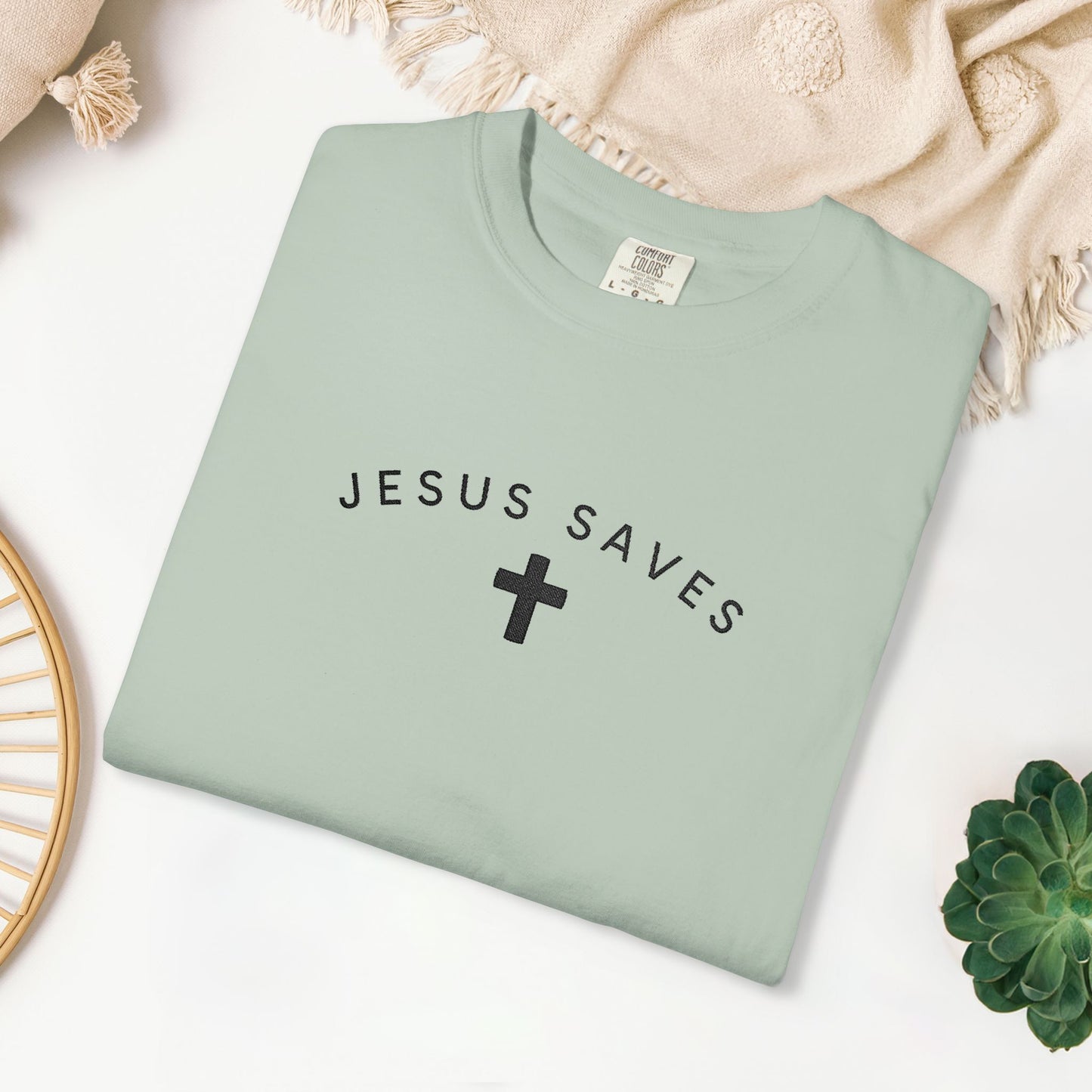 Embroidered Jesus Saves Comfort Colors Shirt