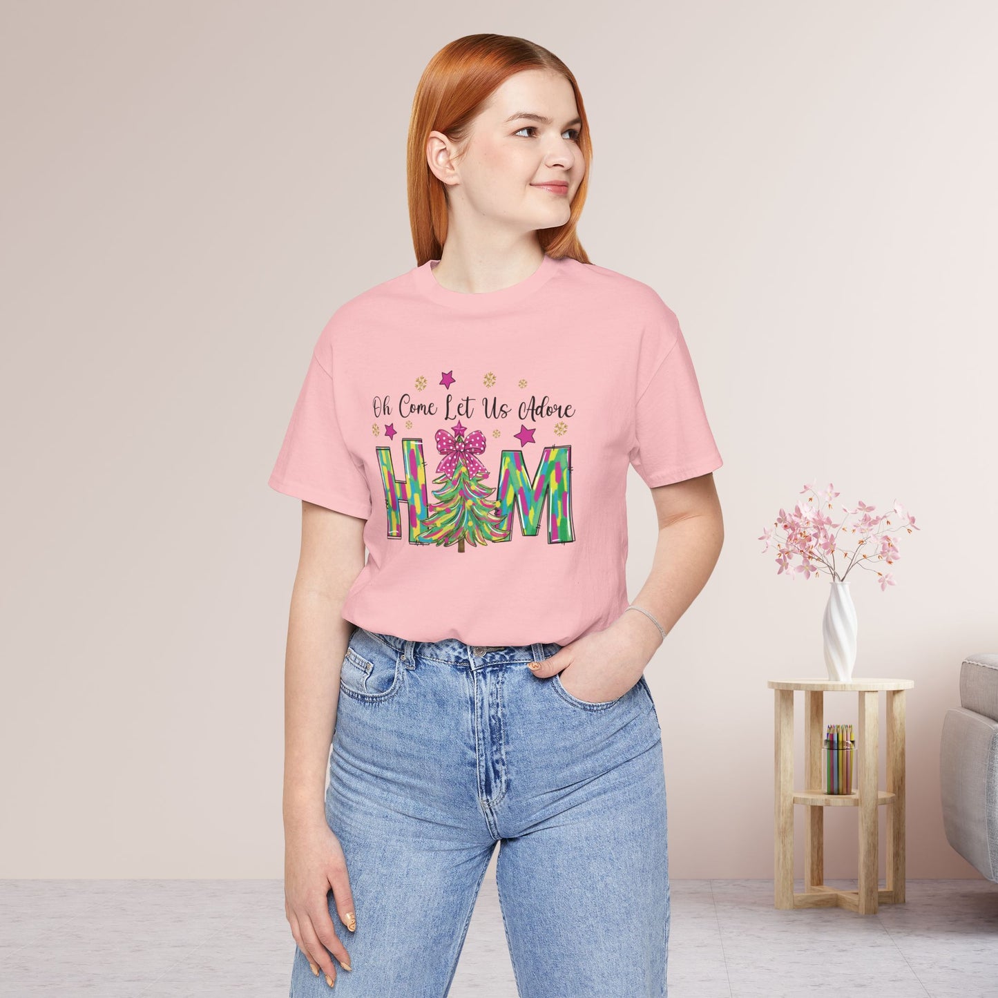 Oh Come Let Us Adore Him Soft Cotton Tee - Holiday Christian Shirt