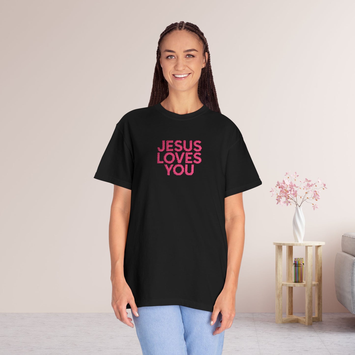 Jesus Loves You Embroidered Comfort Colors Shirt