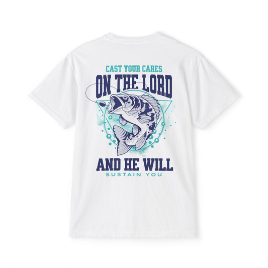 Cast Your Cares on The Lord Comfort Colors Pocket T-Shirt