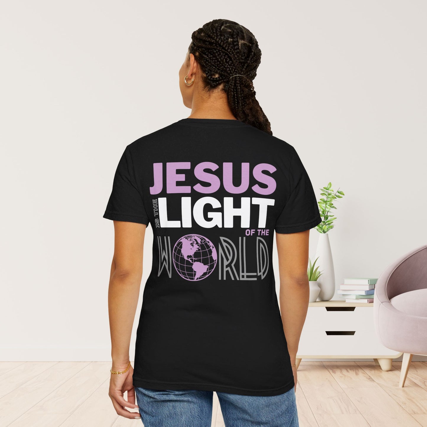 Jesus is the Light of the World Comfort Colors Shirt - John 8:12 Bible Verse Christian Shirt