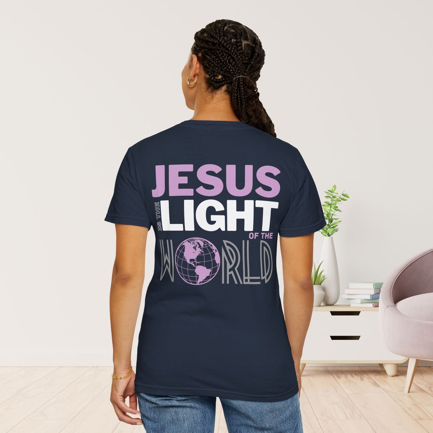 Jesus is the Light of the World Comfort Colors Shirt - John 8:12 Bible Verse Christian Shirt