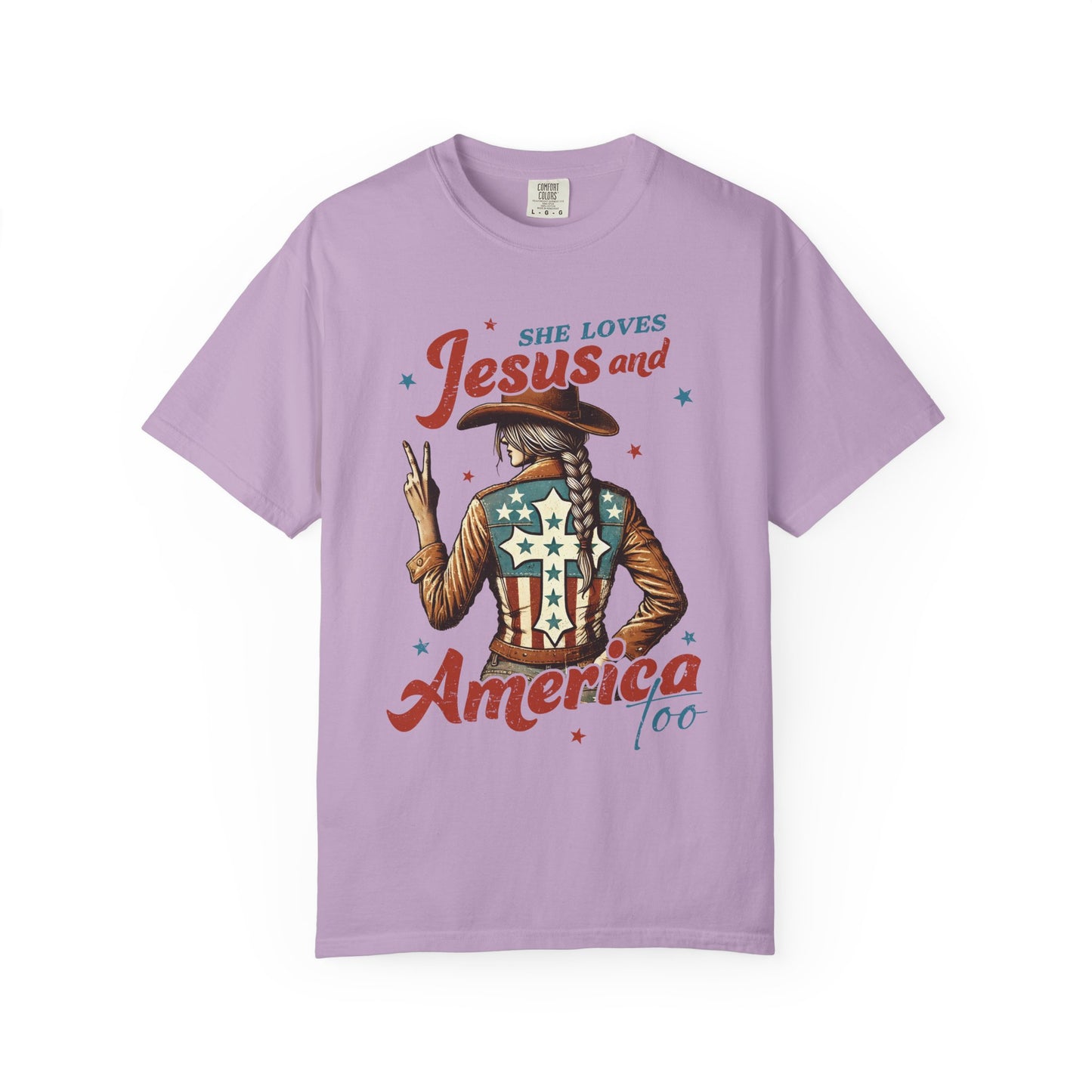 She Loves Jesus and America Too Comfort Colors Shirt