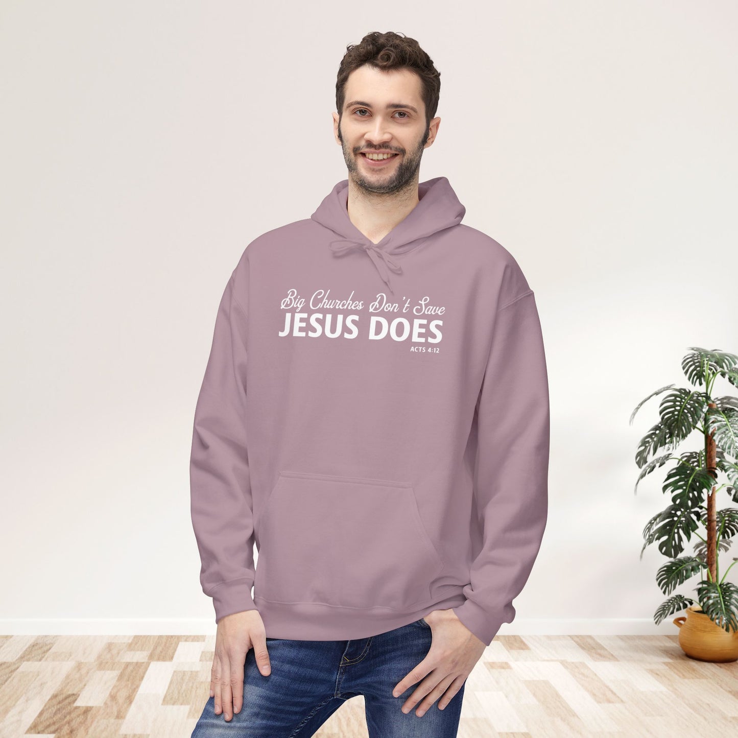 Big Churches Don’t Save. Jesus Does Unisex Midweight Hoodie