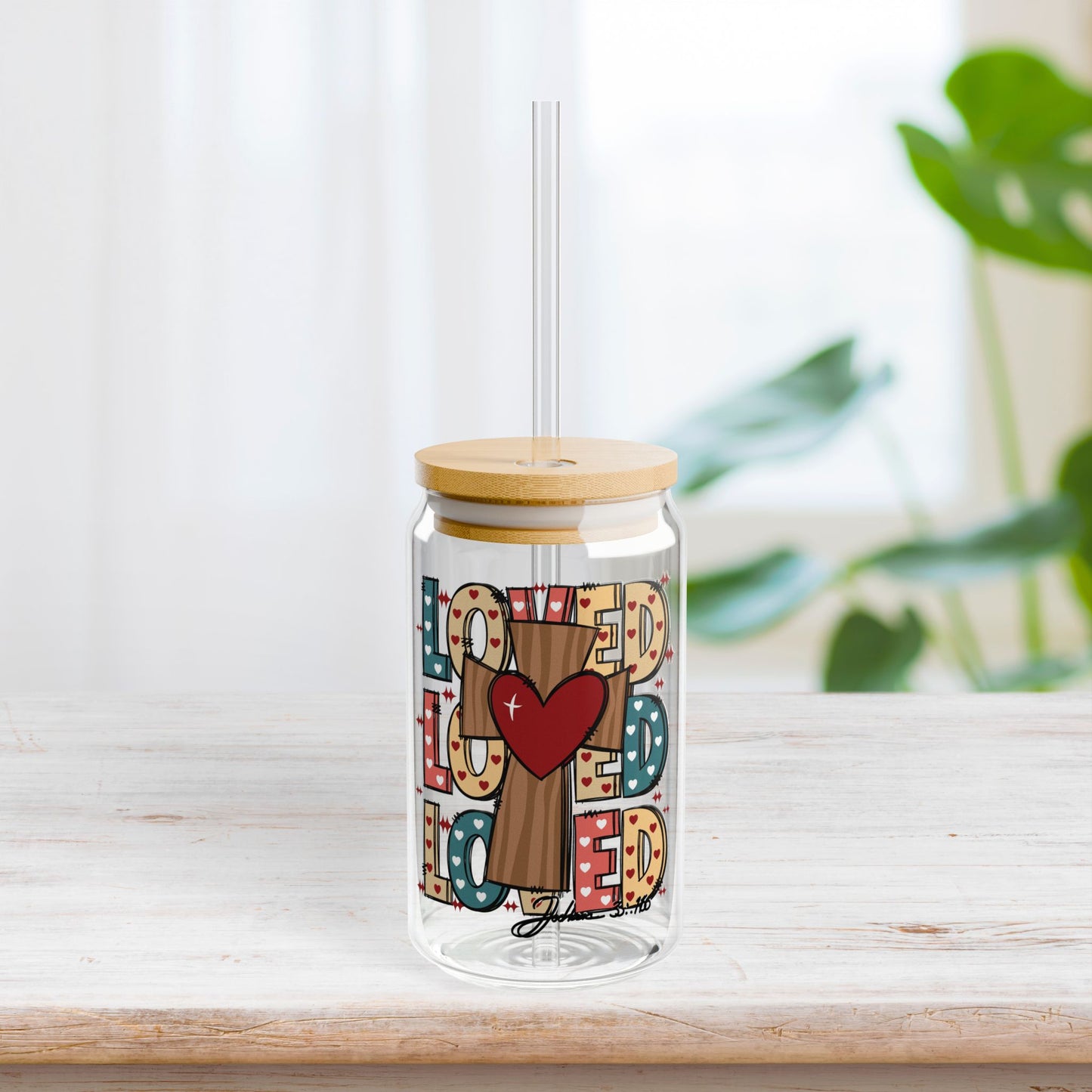 Loved Sipper Glass with Bamboo Lid & Straw - 16 oz