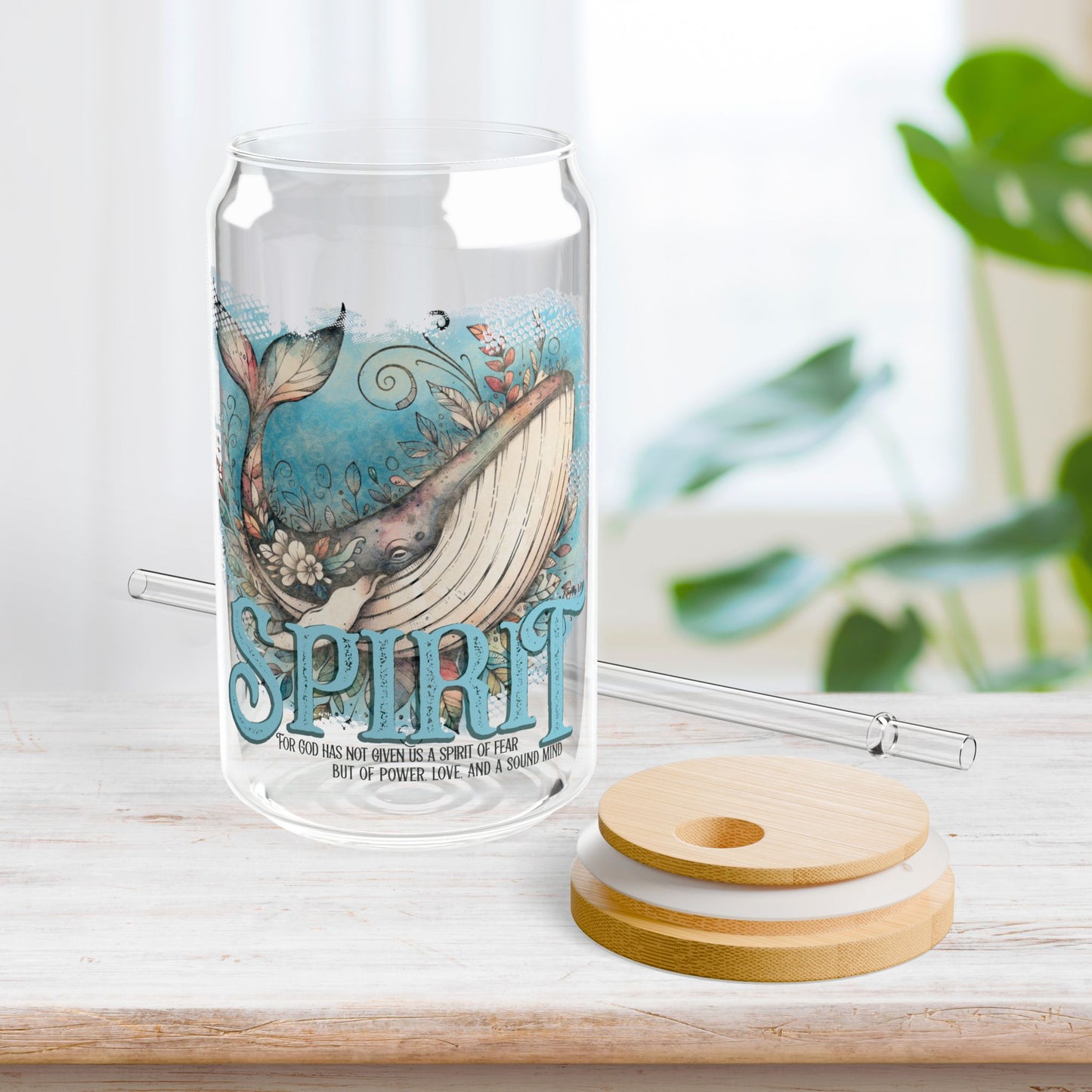 Spirit Sipper Glass with Bamboo Lid & Straw - 16 oz