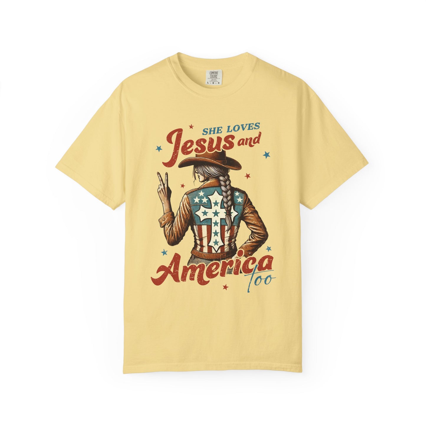 She Loves Jesus and America Too Comfort Colors Shirt