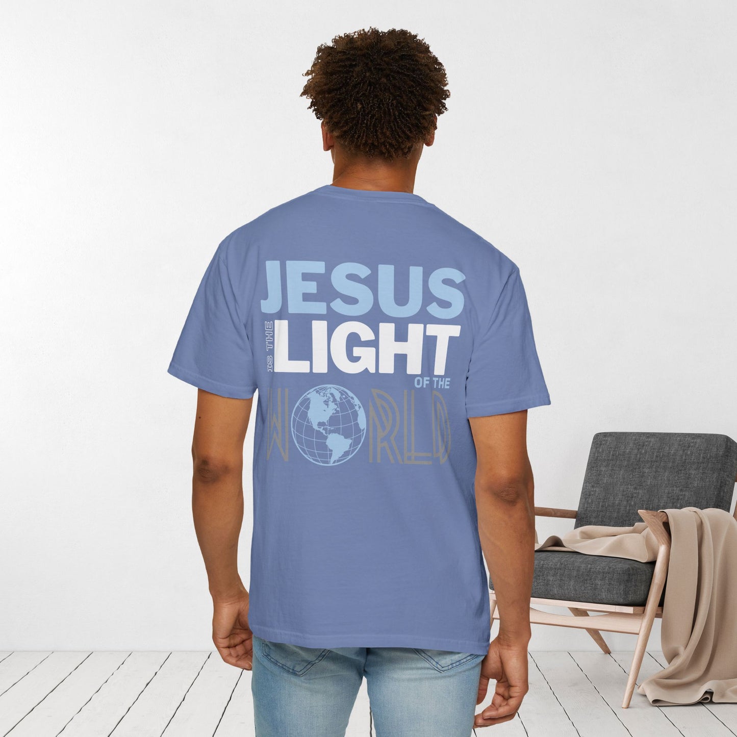 Jesus is the Light of the World Comfort Colors Shirt - John 8:12 Bible Verse Christian Shirt