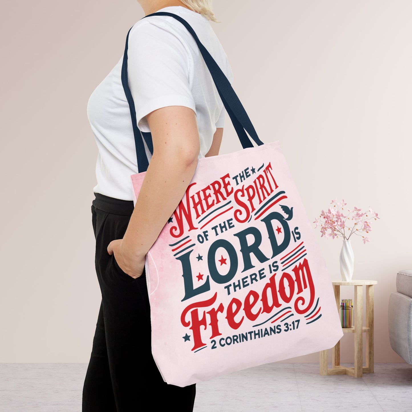 Where The Spirit of The Lord Is There is Freedom Tote Bag - Christian Tote Bag