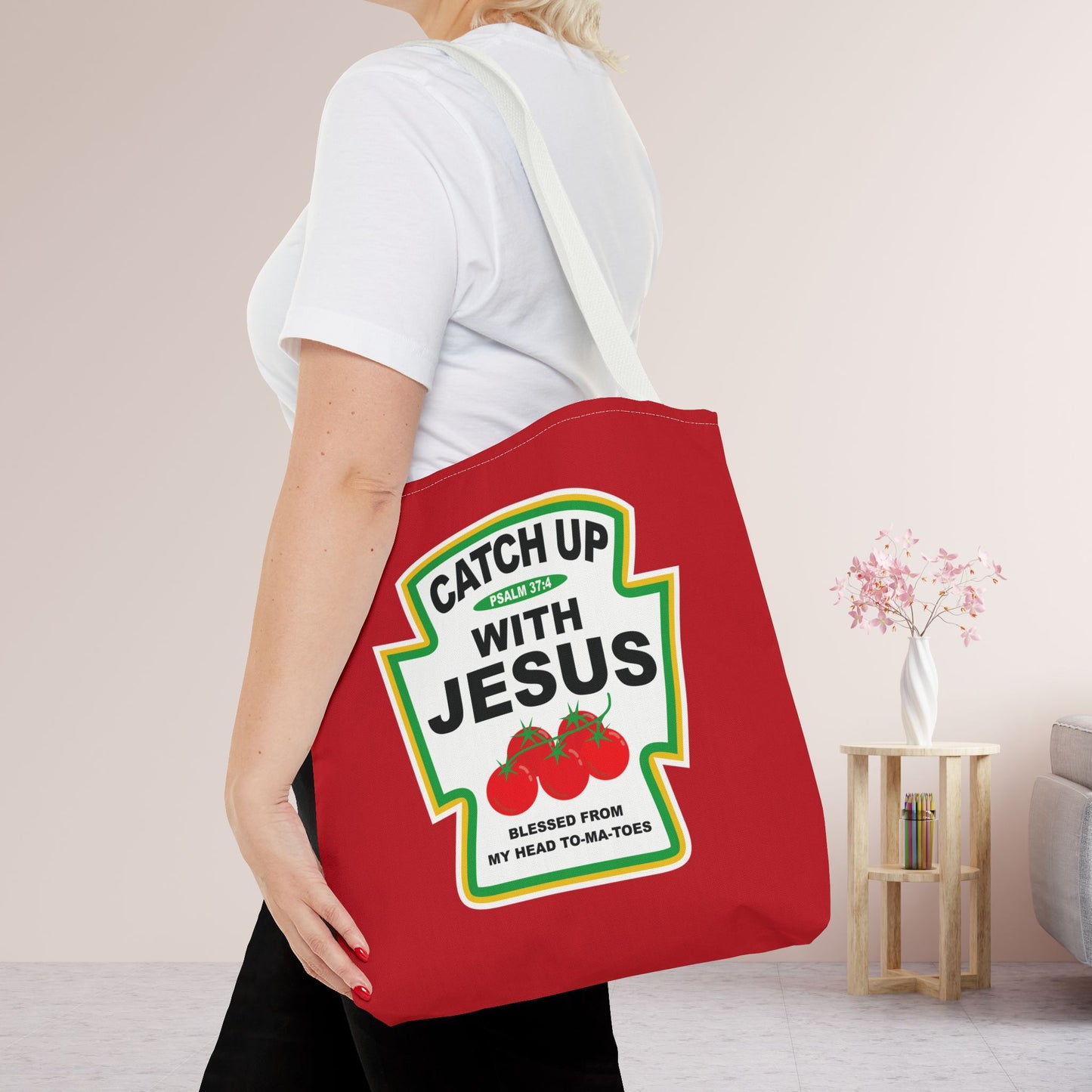 Catch Up with Jesus Tote Bag - 16"