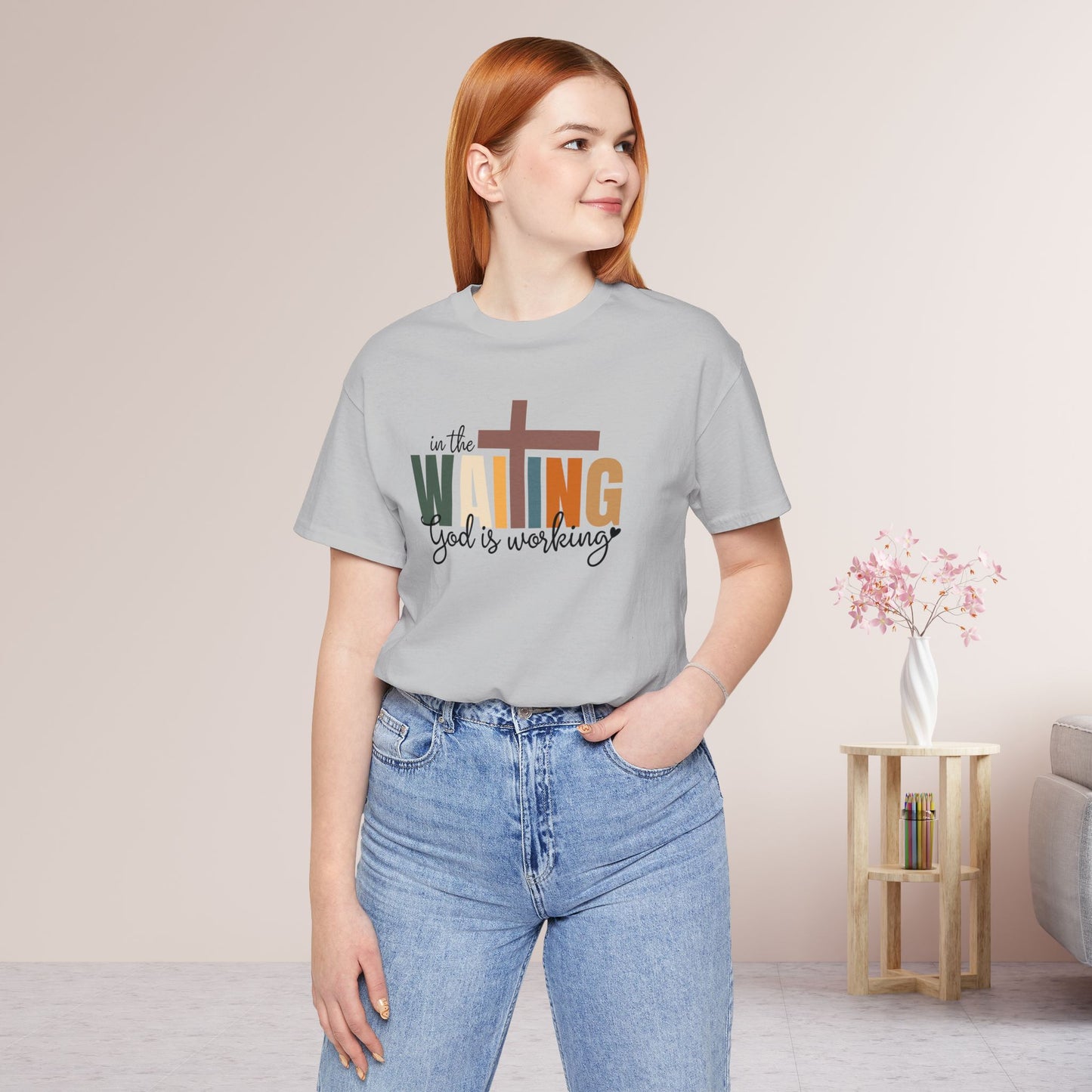 In the Waiting God is Working Christian Soft Cotton Tee