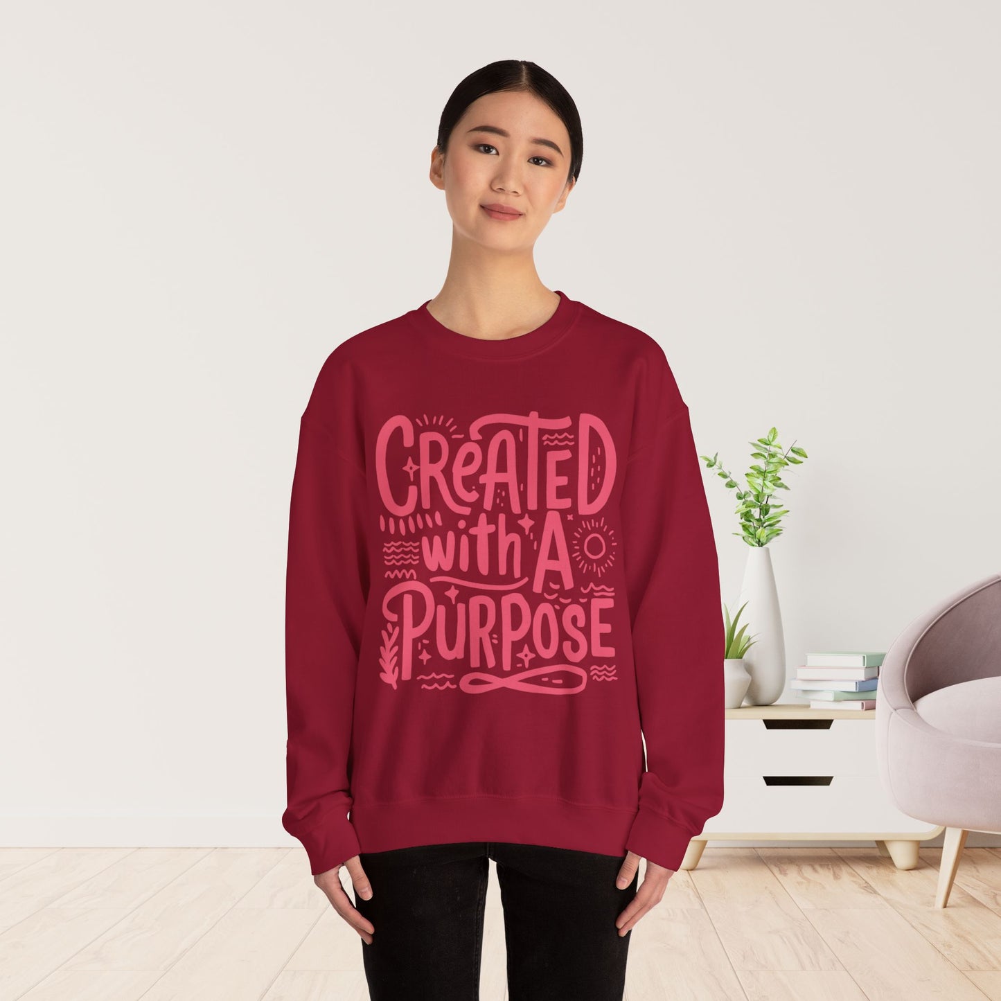 Created With a Purpose Sweatshirt - Christian Mom Sweatshirt