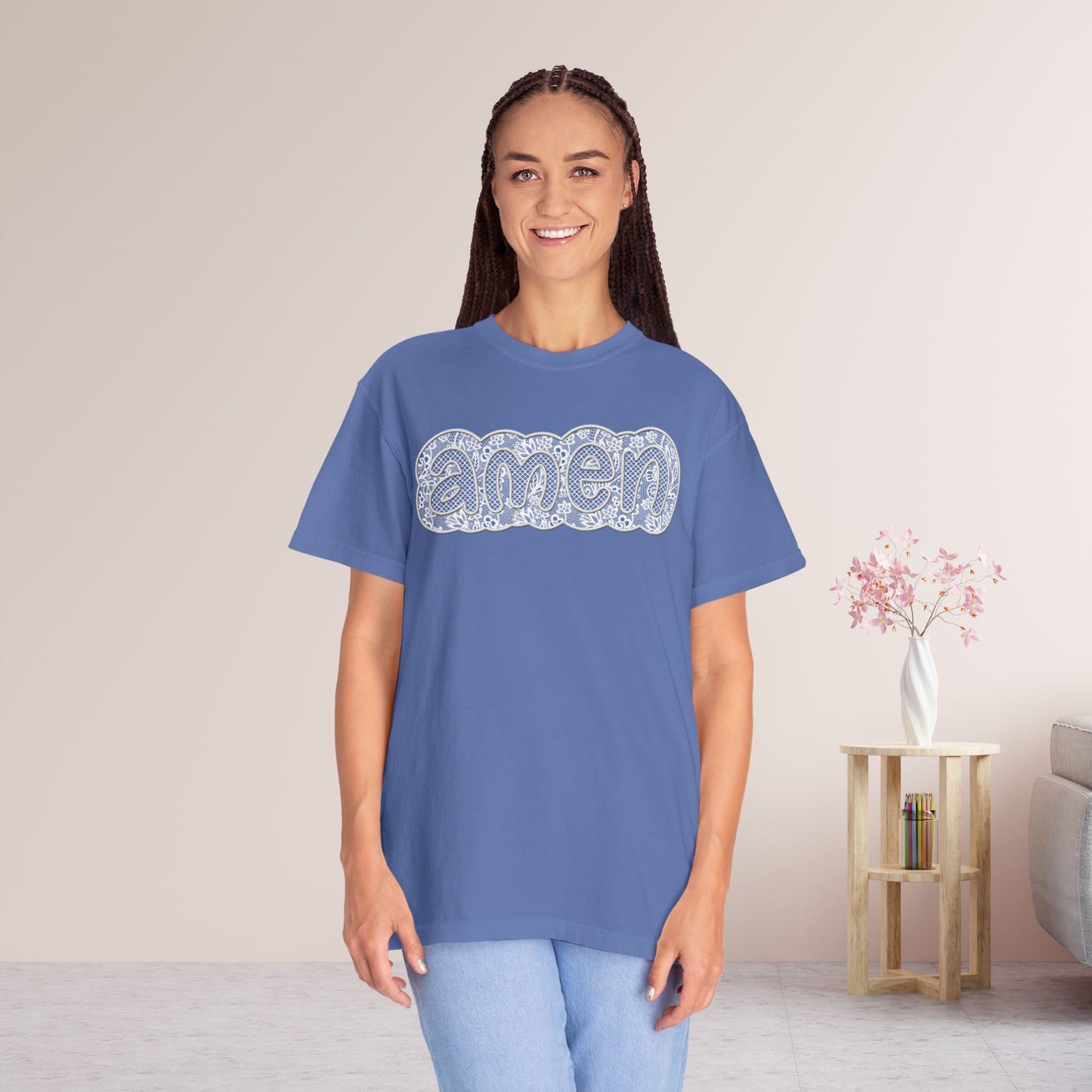 Amen Comfort Colors Shirt - Printed Lace Design