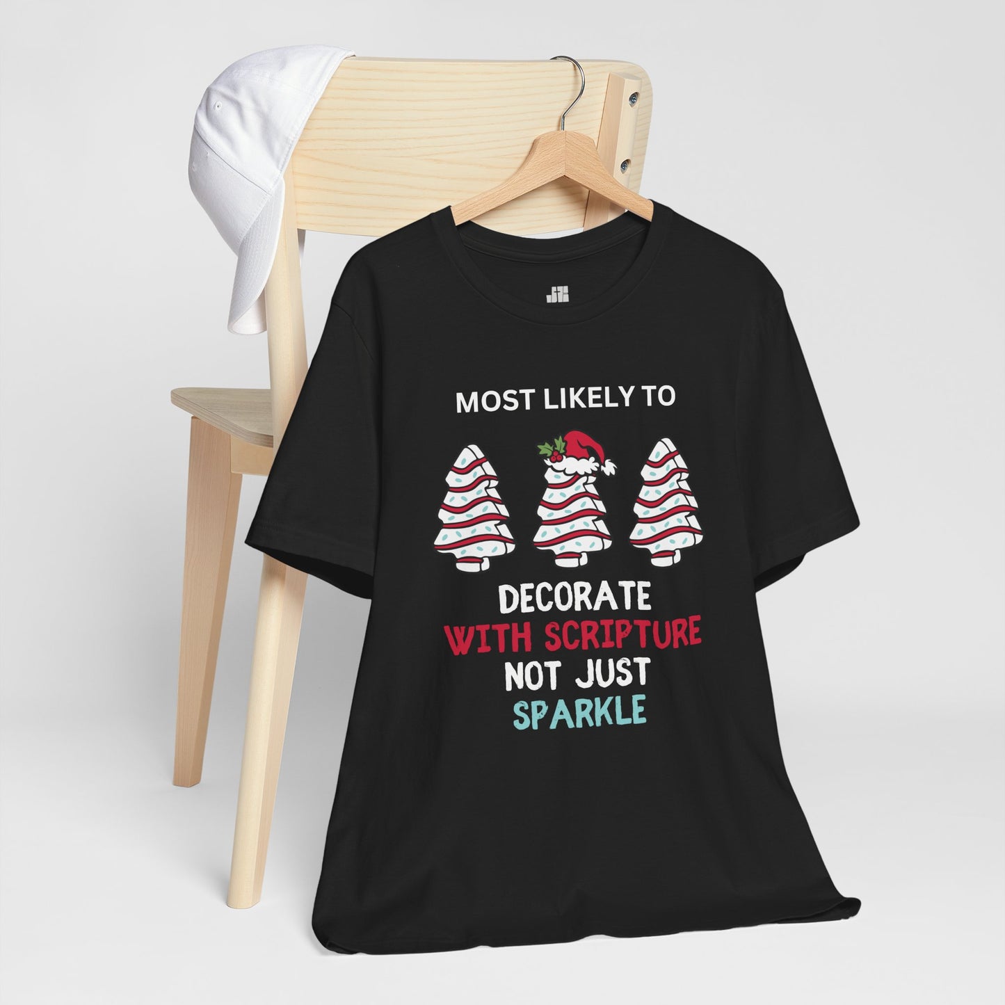 Most Likely to Decorate with Scripture Soft Cotton Tee - Most Likely to Christian Christmas Shirt