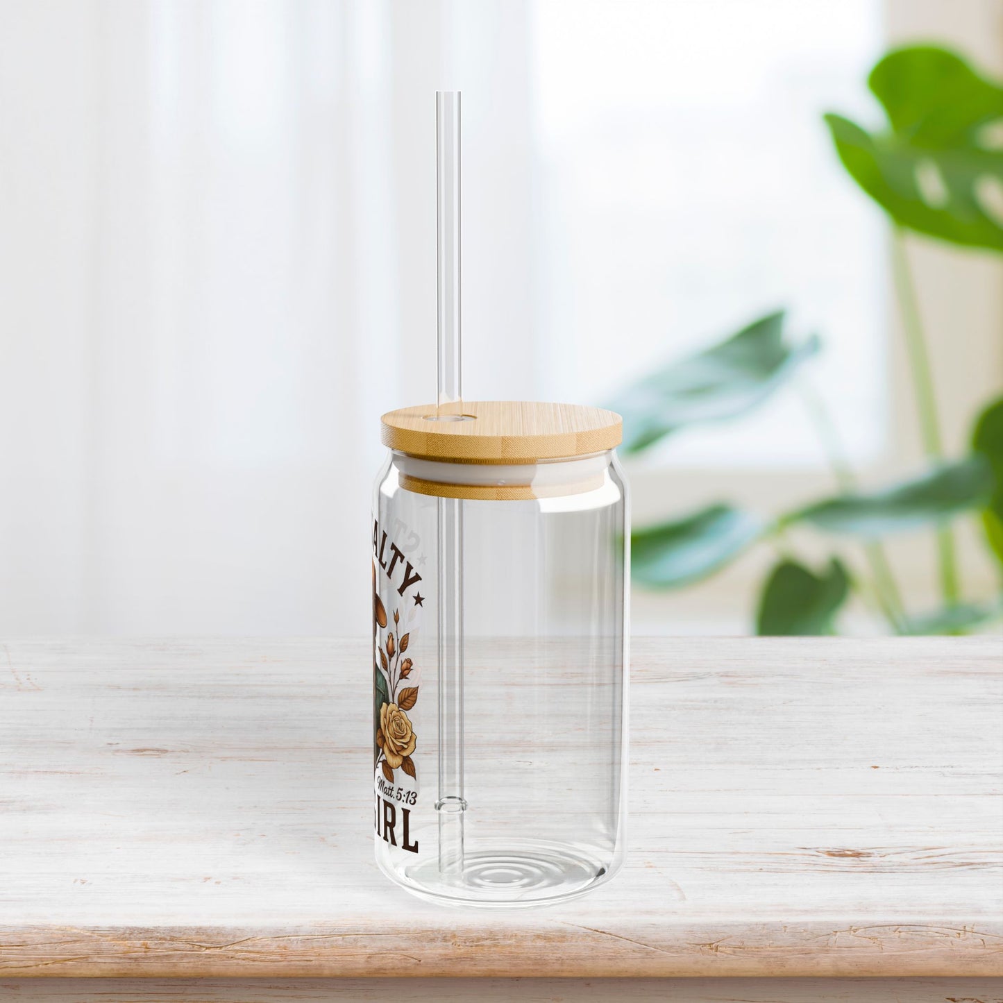 Stay Salty Cowgirl Sipper Glass with Bamboo Lid & Straw - 16 oz