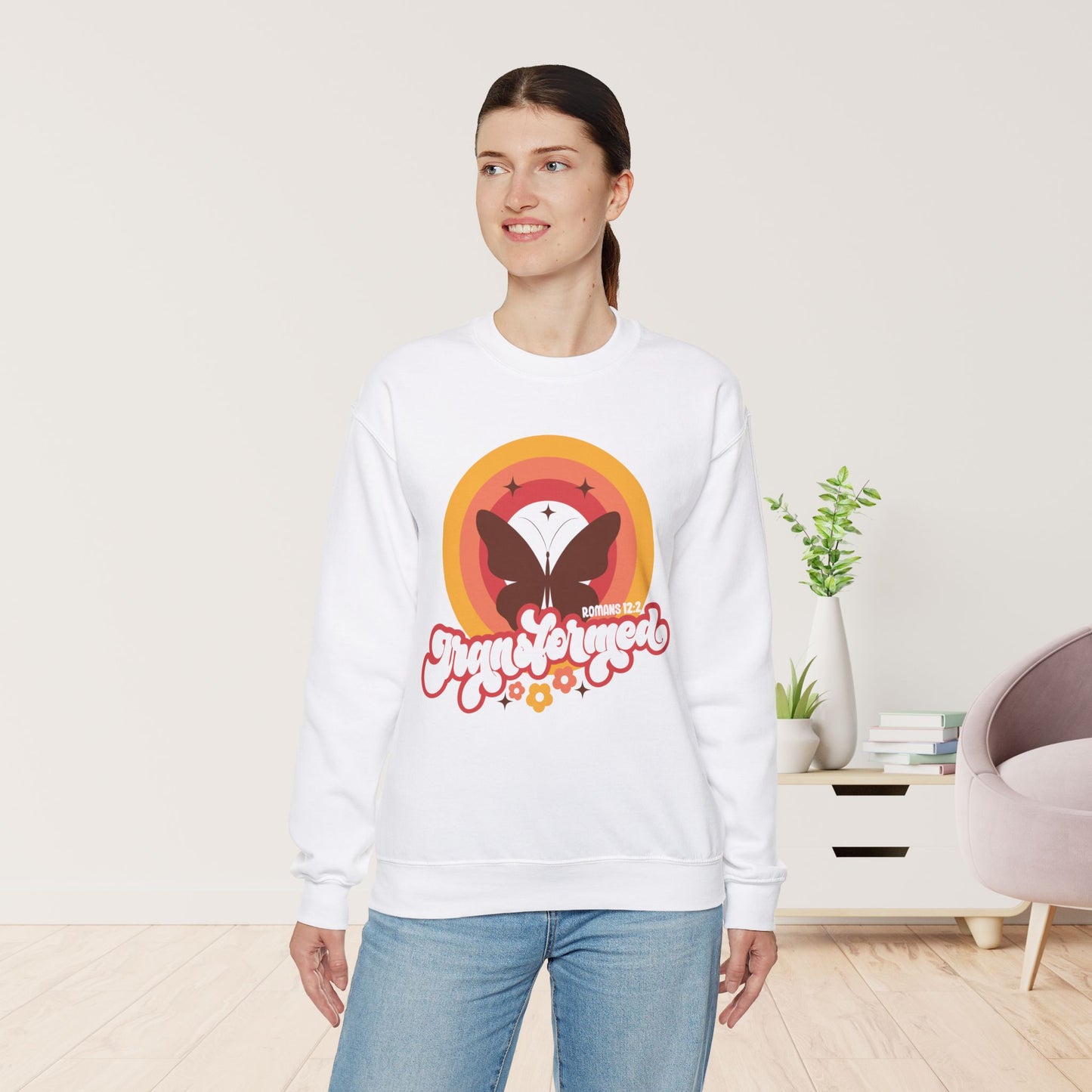 Transformed Sweatshirt - Romans 12:2 Bible Verse Sweatshirt