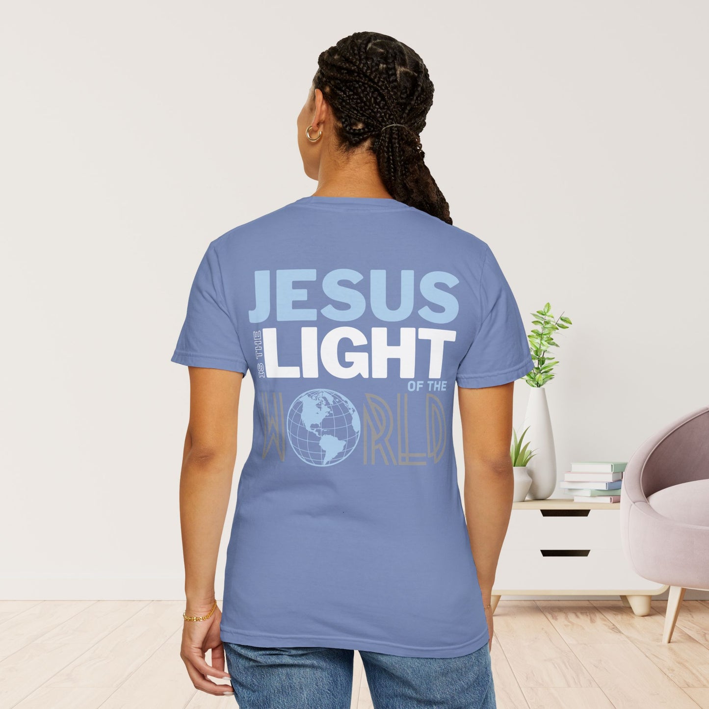Jesus is the Light of the World Comfort Colors Shirt - John 8:12 Bible Verse Christian Shirt