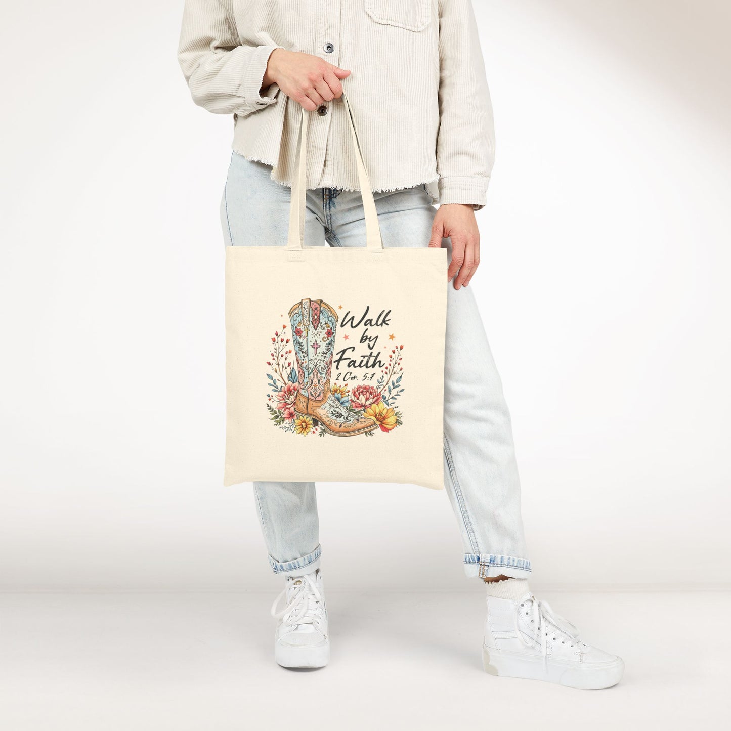 Walk By Faith Canvas Tote Bag