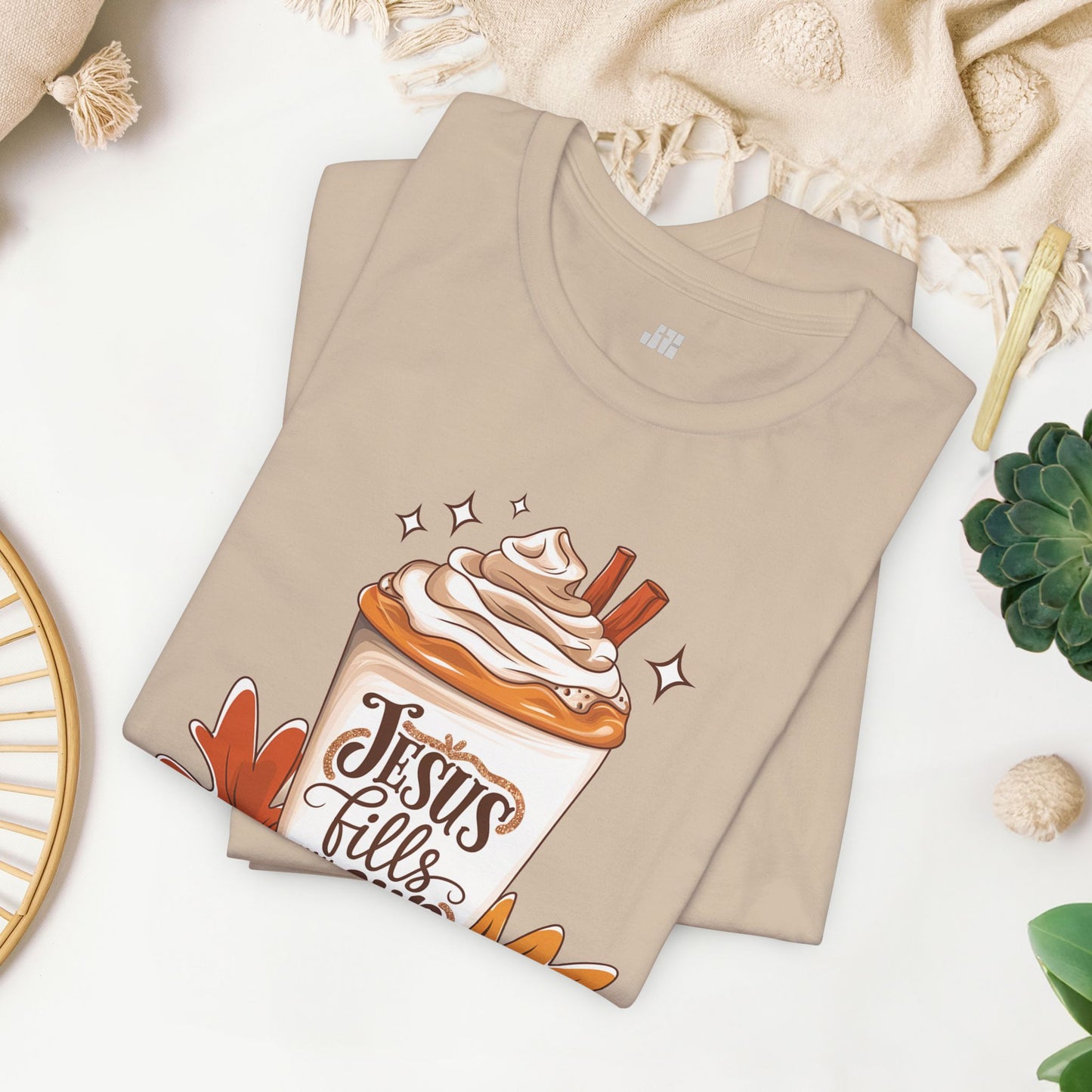 Jesus Fills My Cup Soft Cotton Tee - Fall Christian Tee