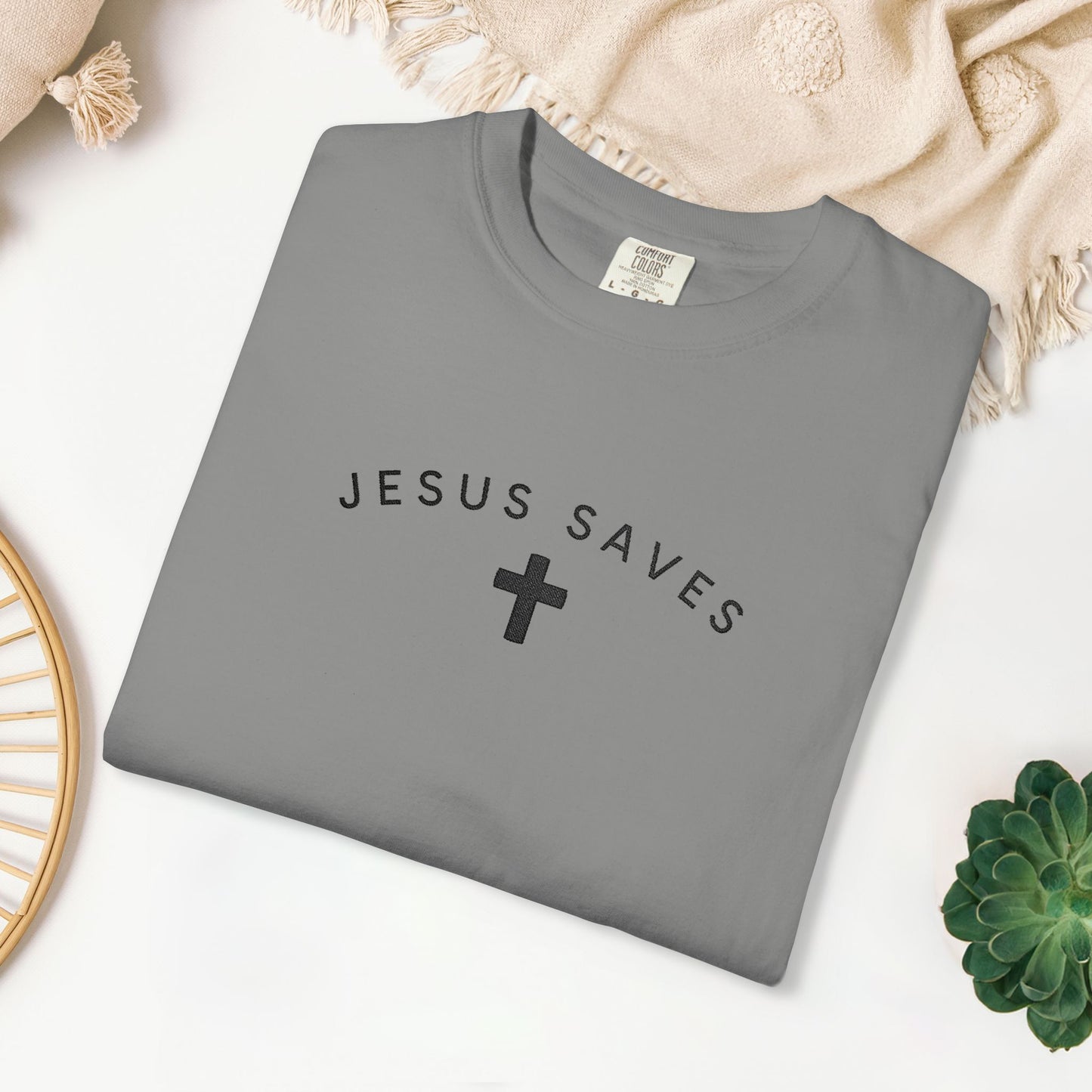 Embroidered Jesus Saves Comfort Colors Shirt