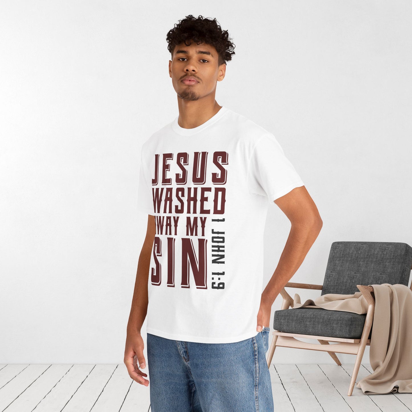 Jesus Washed Away My Sin Heavy Cotton Tee