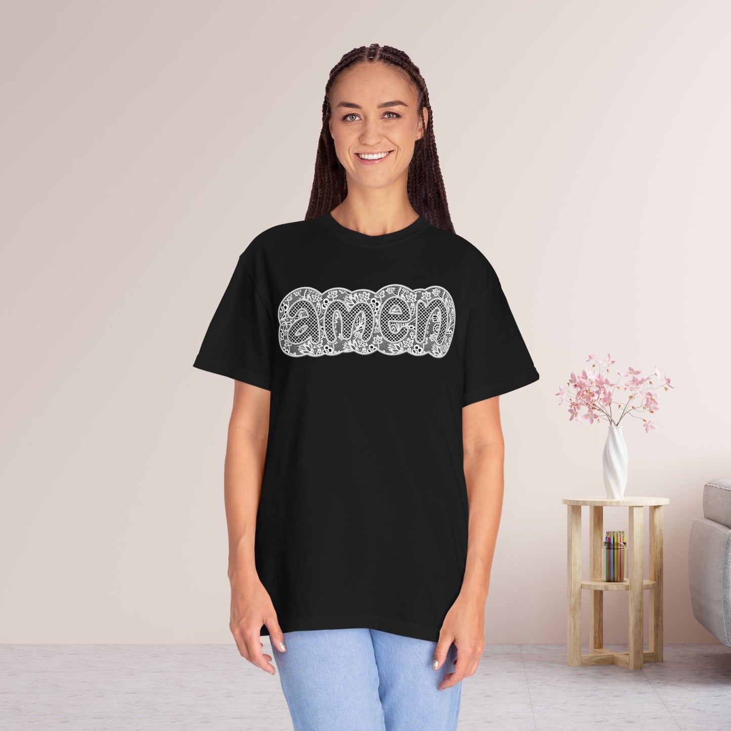 Amen Comfort Colors Shirt - Printed Lace Design