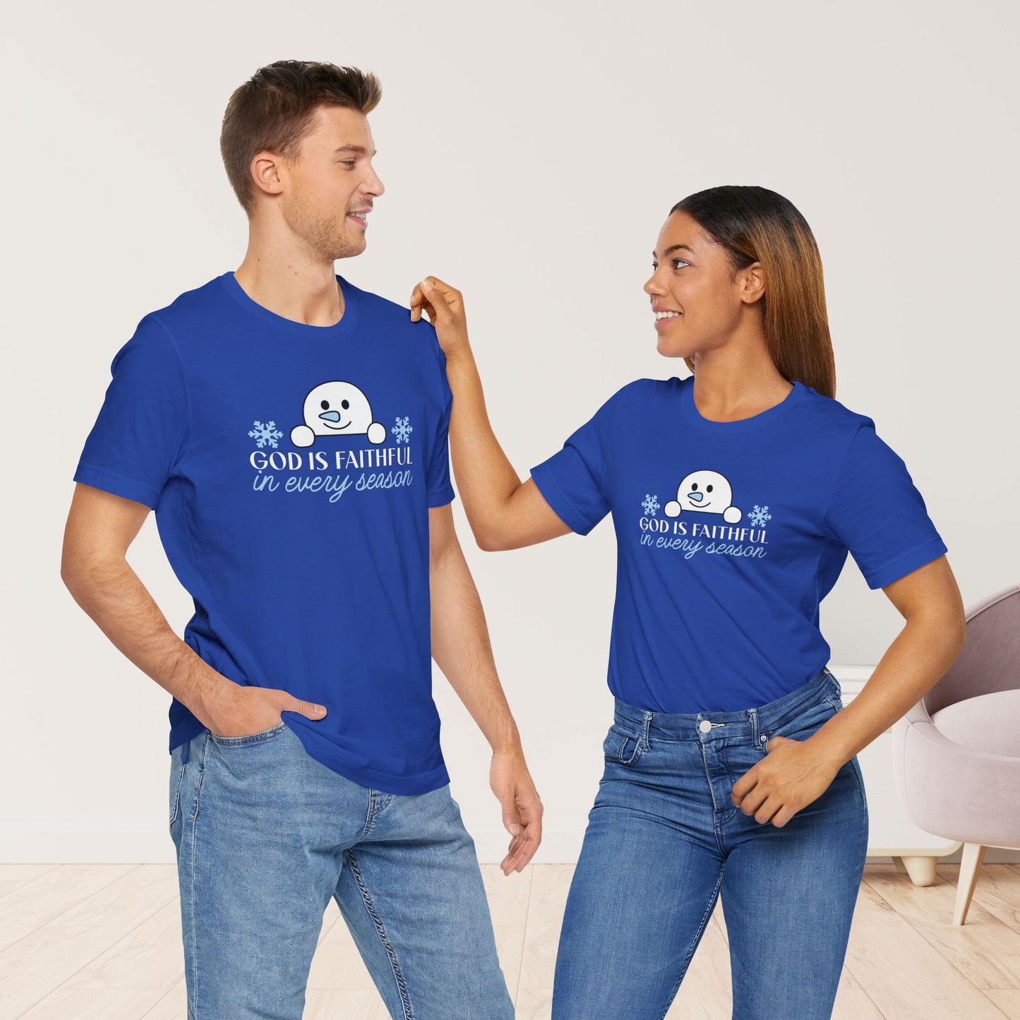 God is Faithful in Every Season Soft Cotton Tee - Christian Christmas Shirt