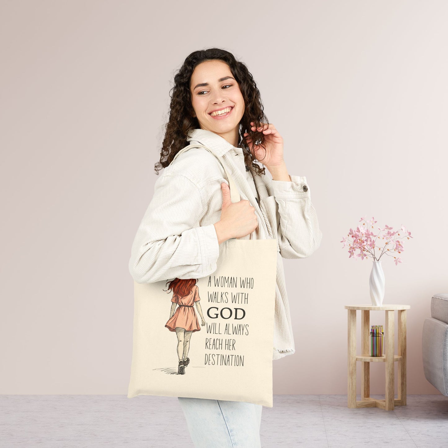 A Woman Who Walks With God Canvas Tote Bag