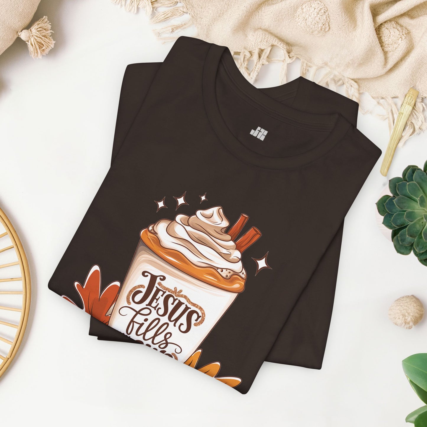 Jesus Fills My Cup Soft Cotton Tee - Fall Christian Tee