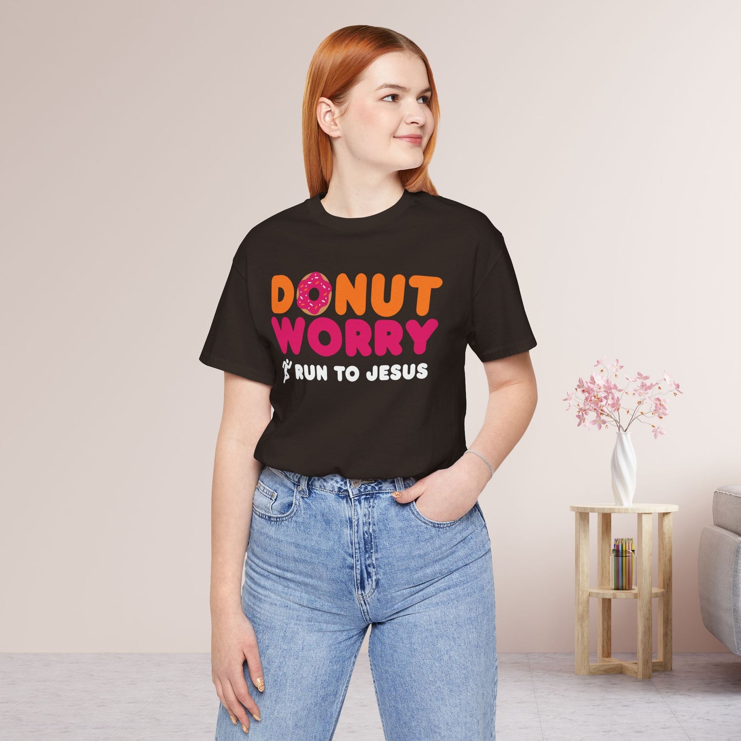 Donut Worry Run to Jesus Soft Cotton Tee