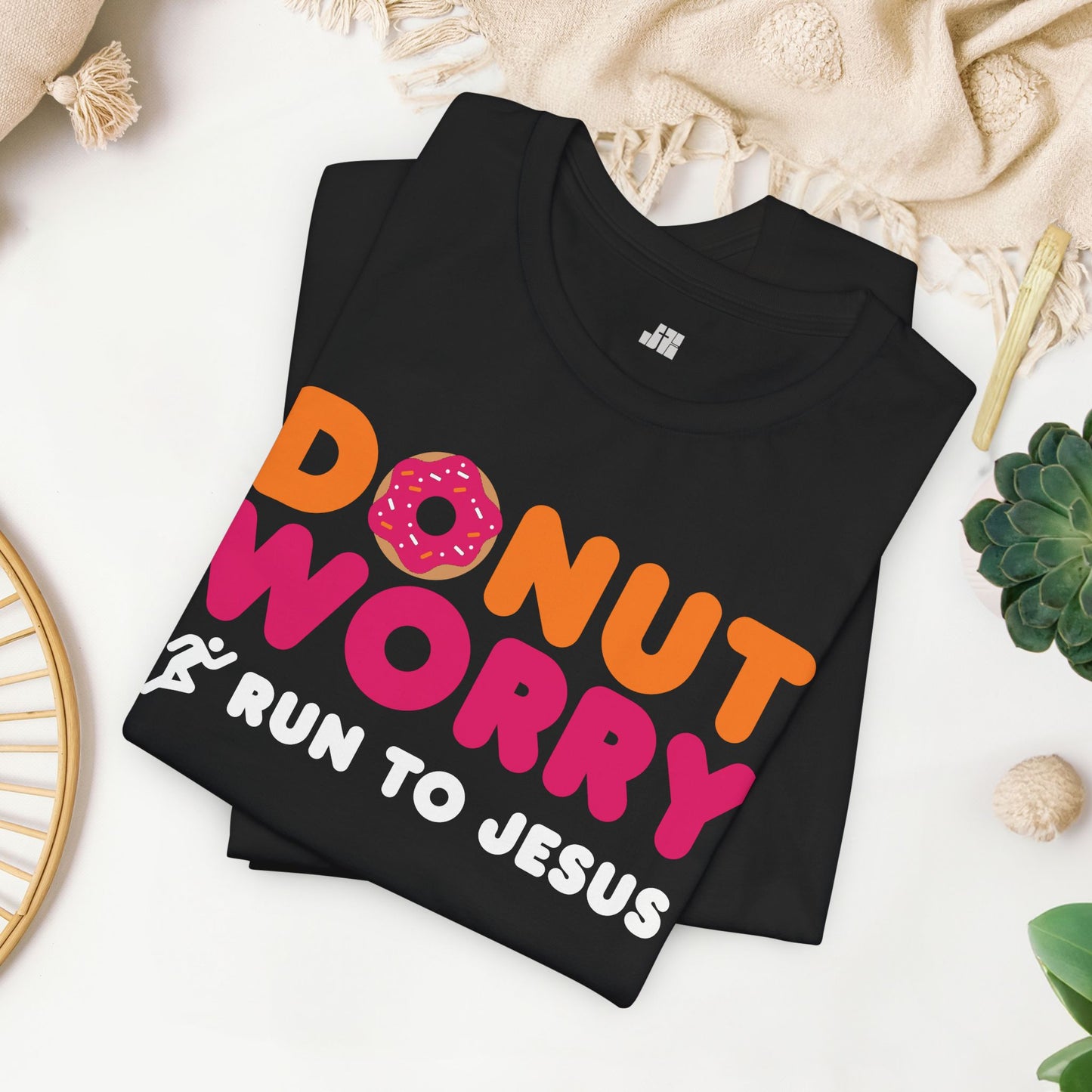 Donut Worry Run to Jesus Soft Cotton Tee