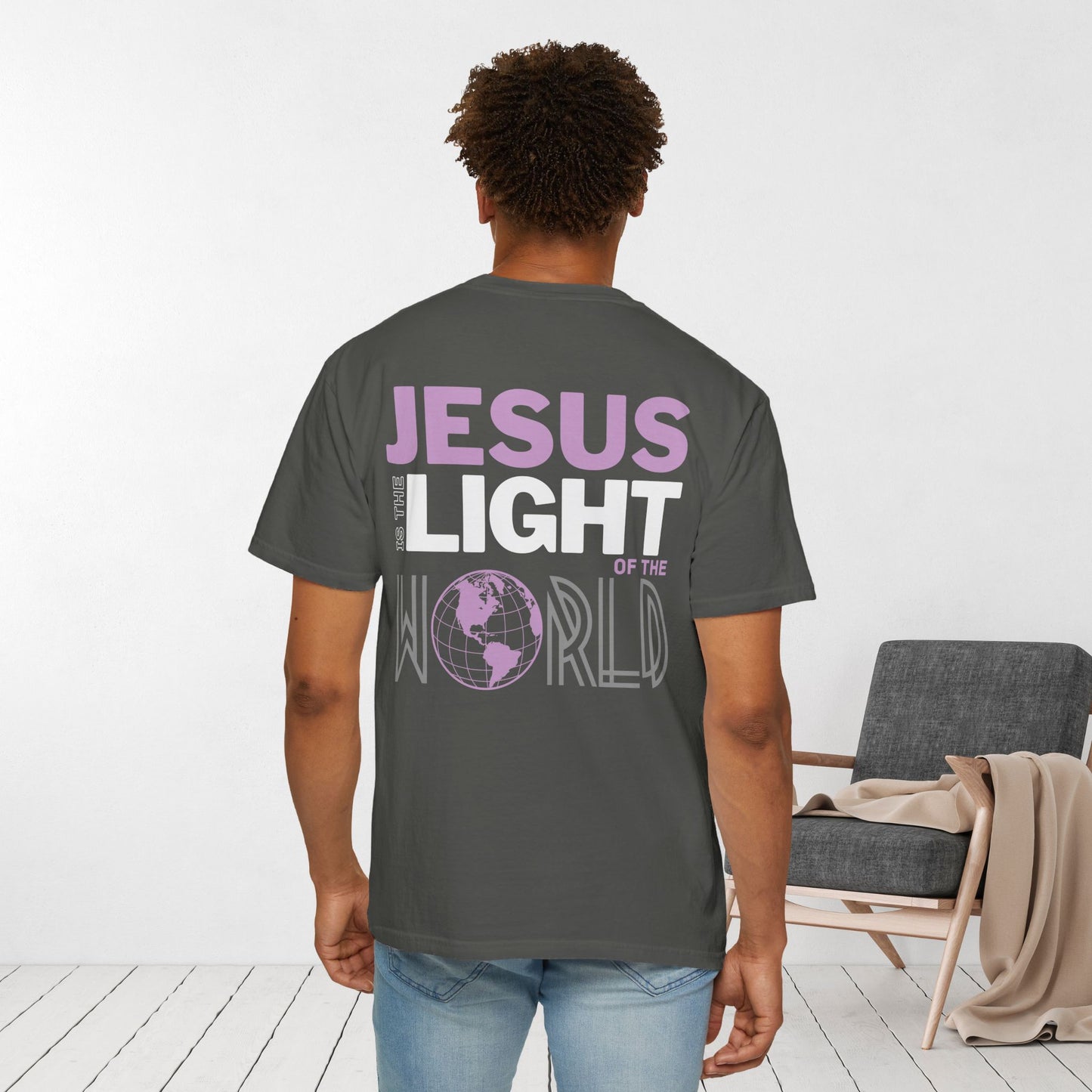 Jesus is the Light of the World Comfort Colors Shirt - John 8:12 Bible Verse Christian Shirt
