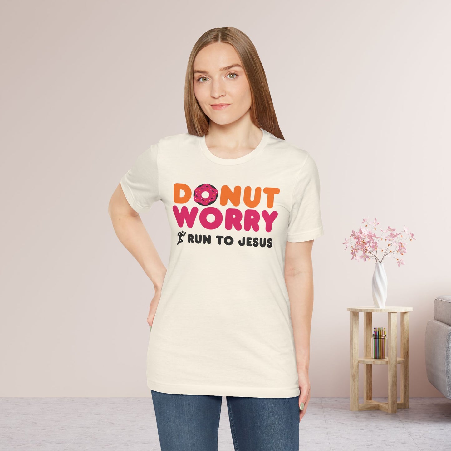 Donut Worry Run to Jesus Soft Cotton Tee