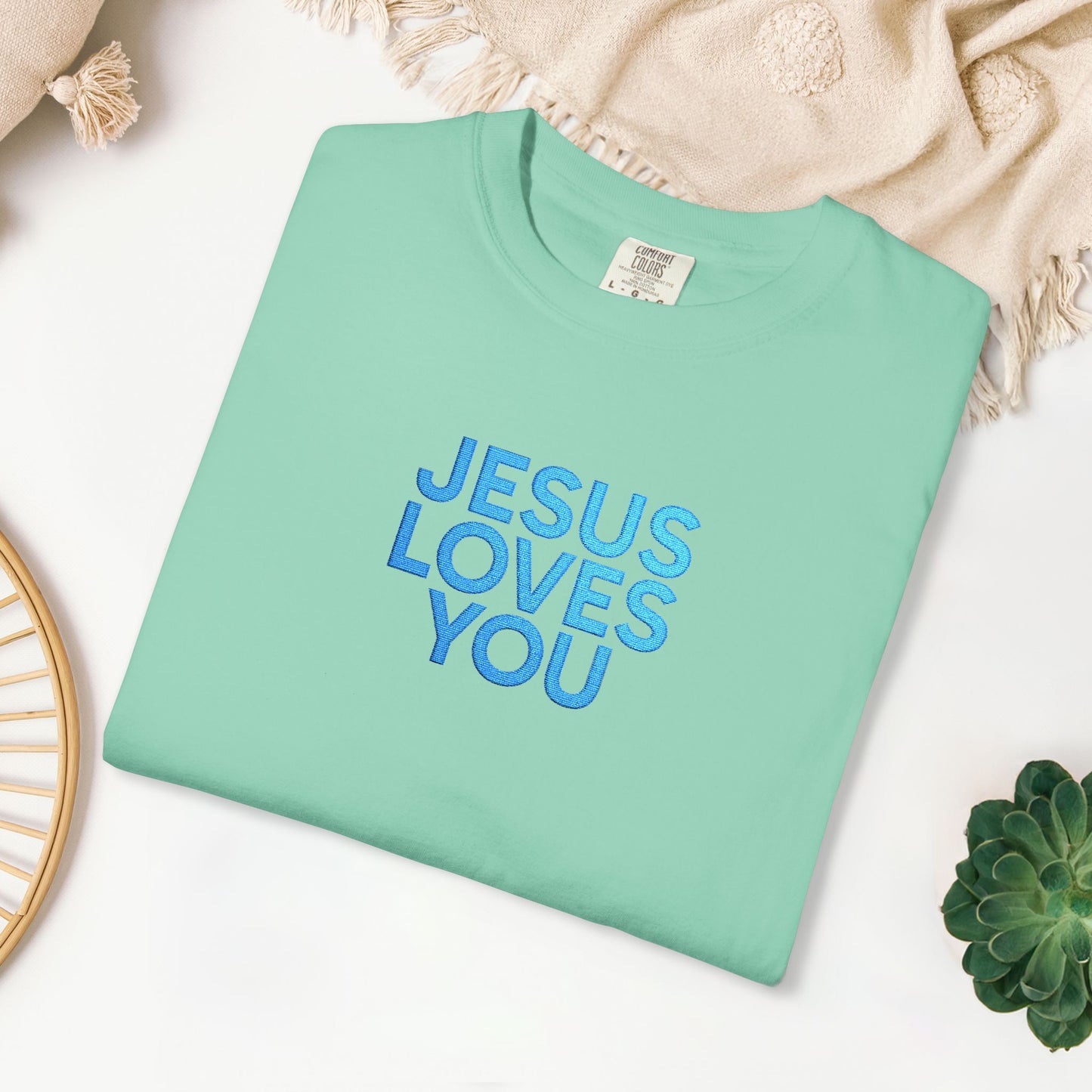 Jesus Loves You Embroidered Comfort Colors Shirt