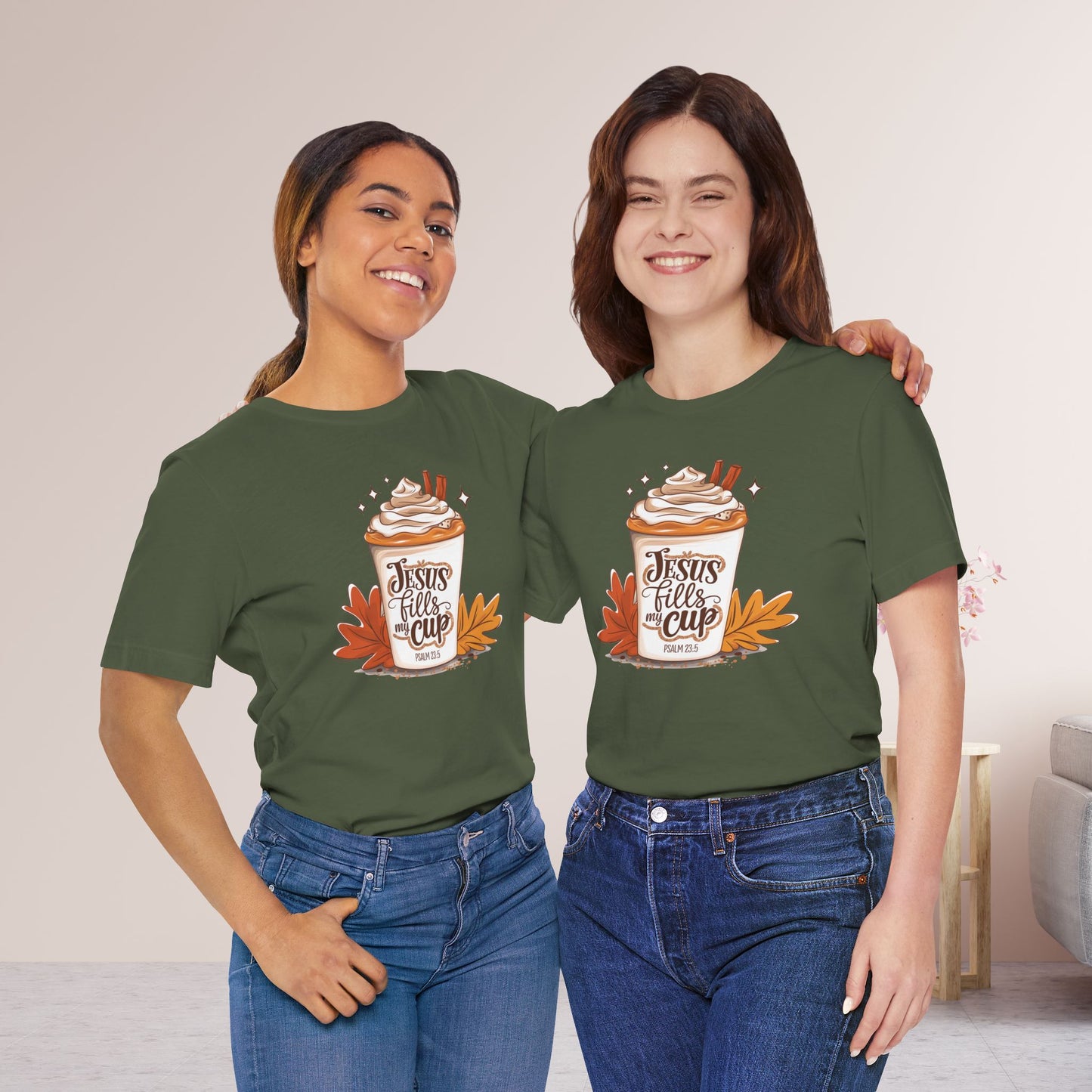 Jesus Fills My Cup Soft Cotton Tee - Fall Christian Tee