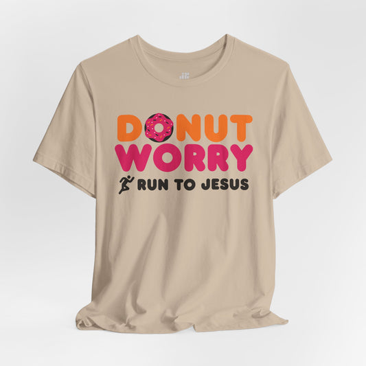 Donut Worry Run to Jesus Soft Cotton Tee