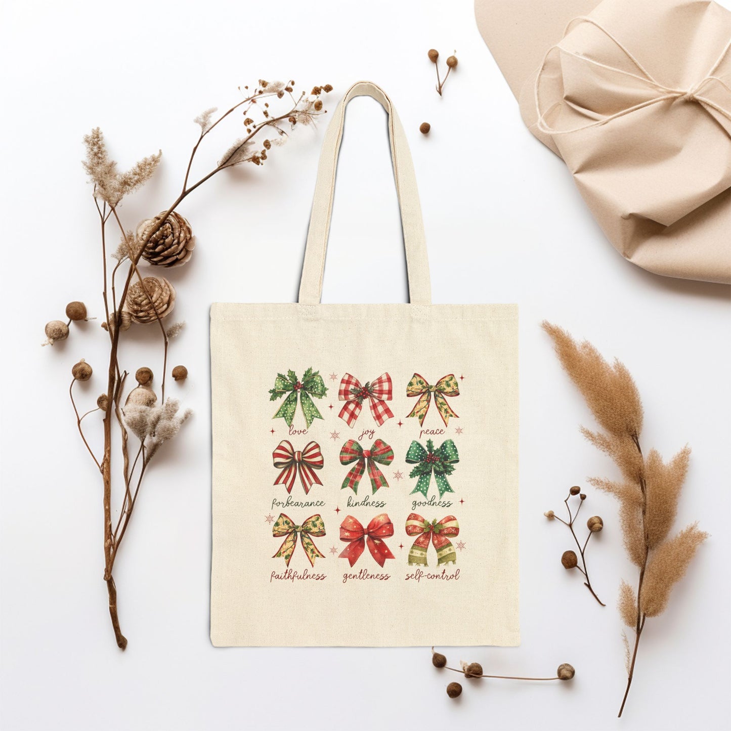Christmas Fruit of the Spirit Canvas Tote Bag