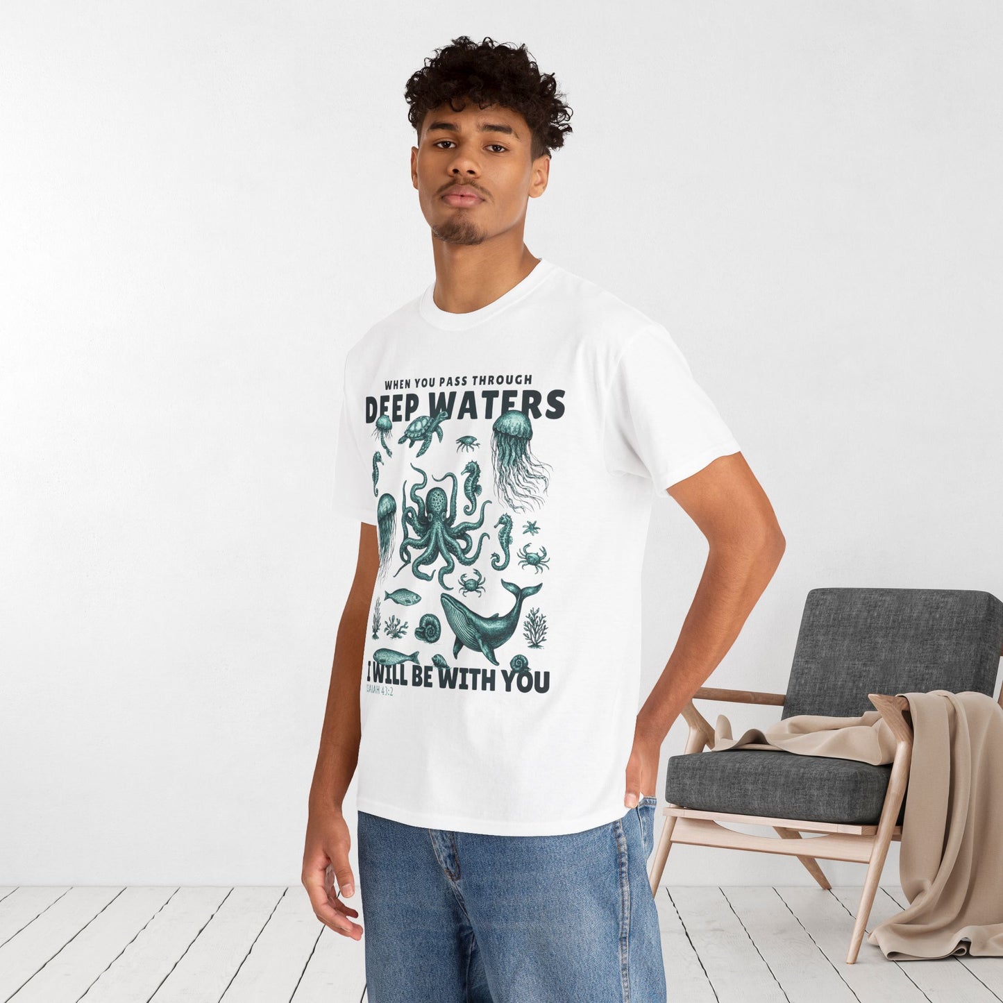 I Will Be With You Heavy Cotton Tee - Isaiah 43:2