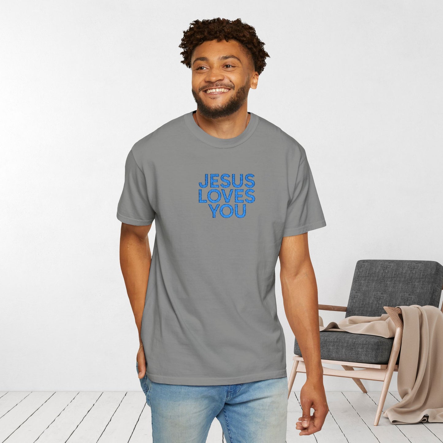 Jesus Loves You Embroidered Comfort Colors Shirt