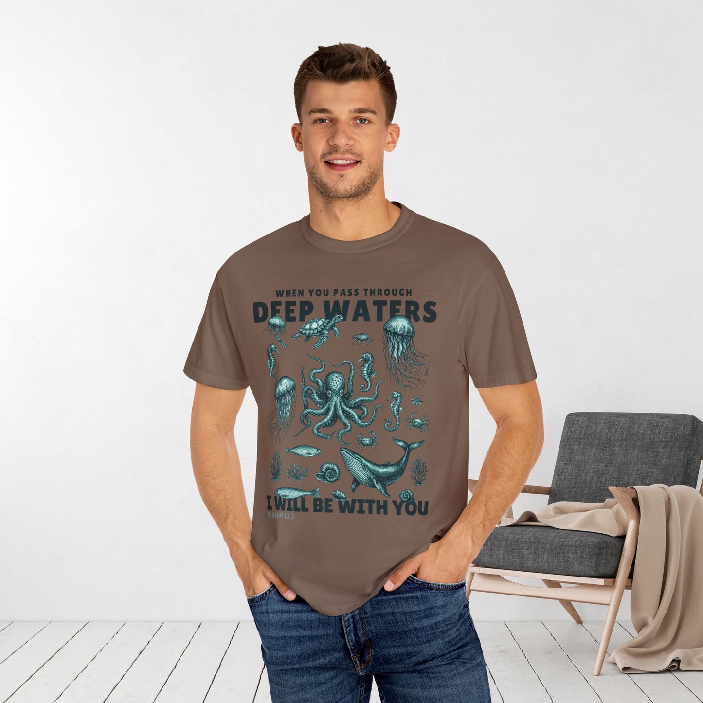 When You Pass Through Deep Waters I Will Be With You Comfort Colors Shirt