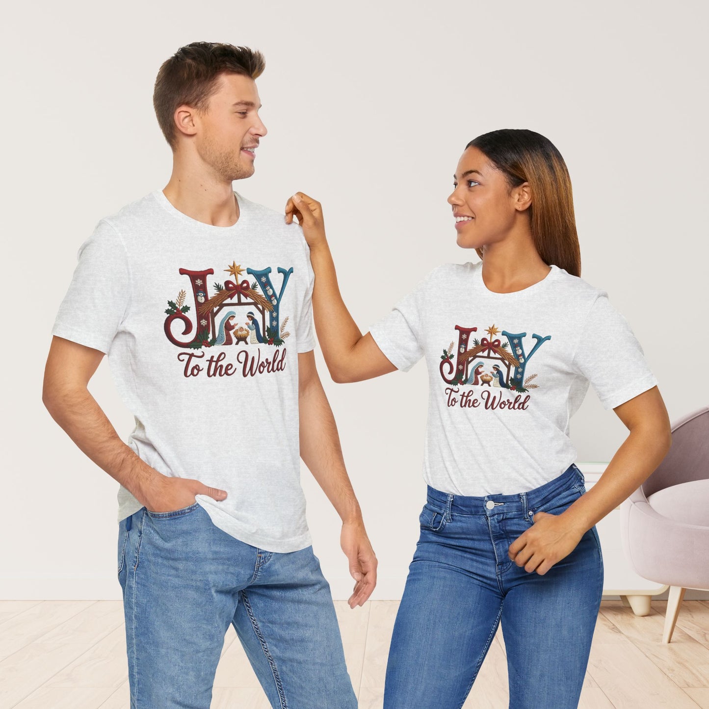 Joy to The World Soft Cotton Tee - Christian Christmas Shirt