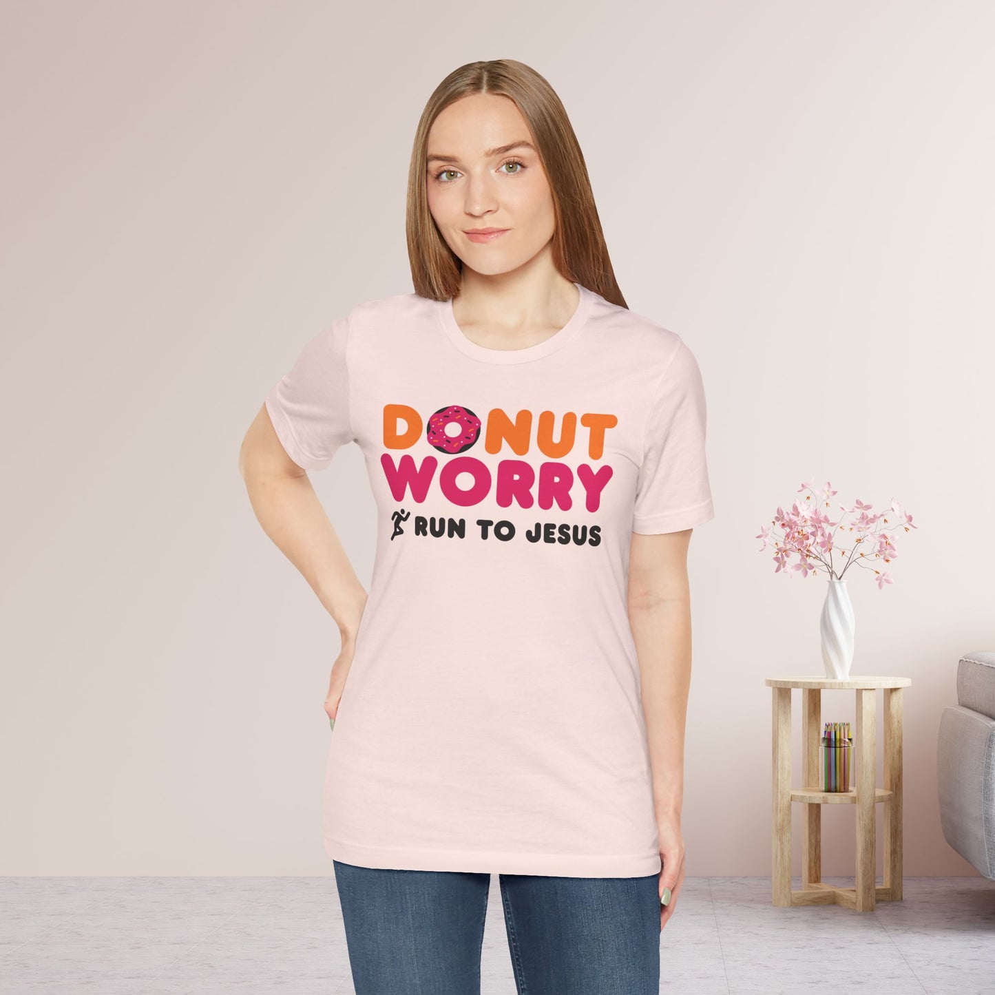 Donut Worry Run to Jesus Soft Cotton Tee